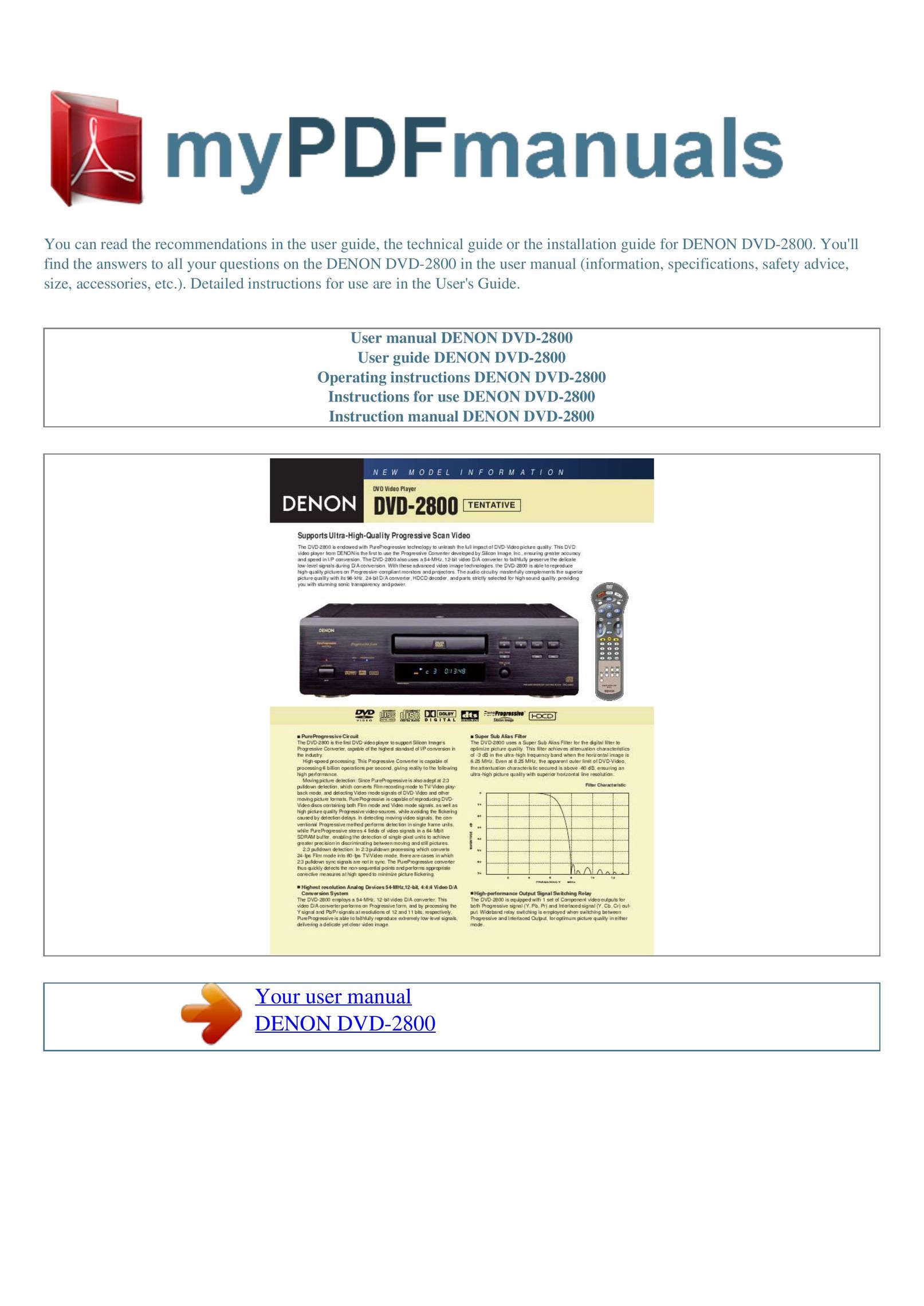 Denon DVD-2800 DVD Player User Manual