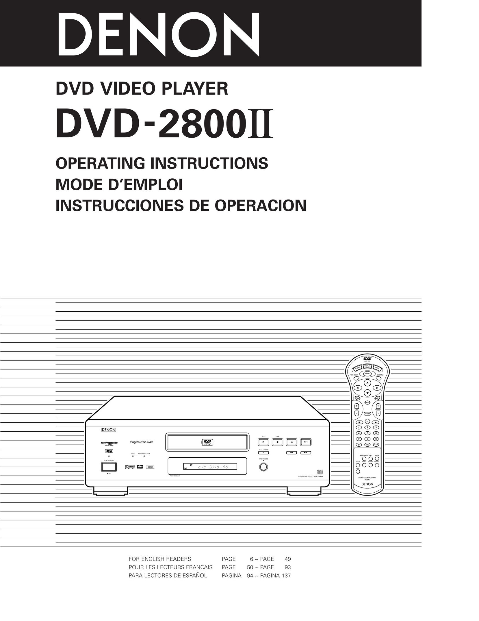 Denon DVD-2800II DVD Player User Manual
