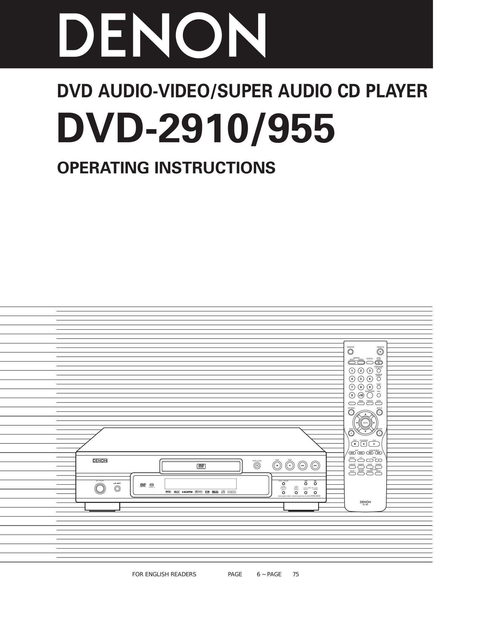 Denon DVD-2910 DVD Player User Manual