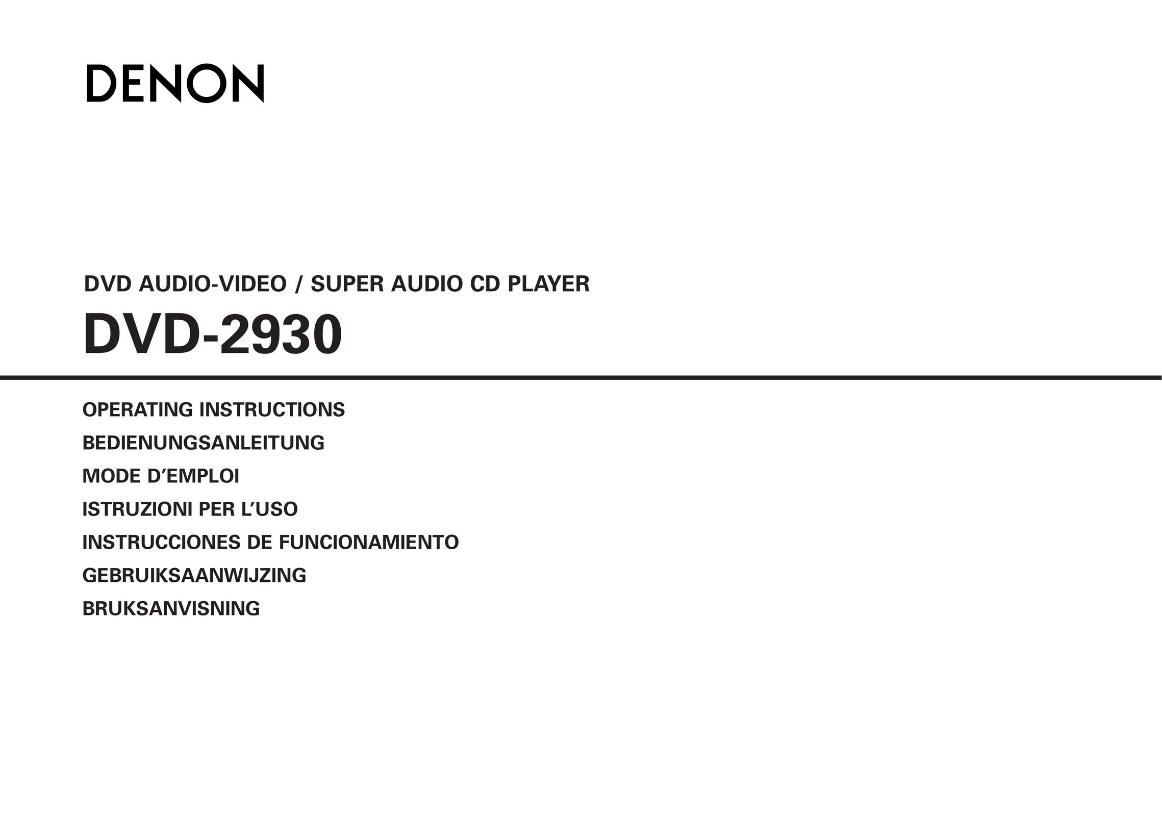 Denon DVD-2930 DVD Player User Manual