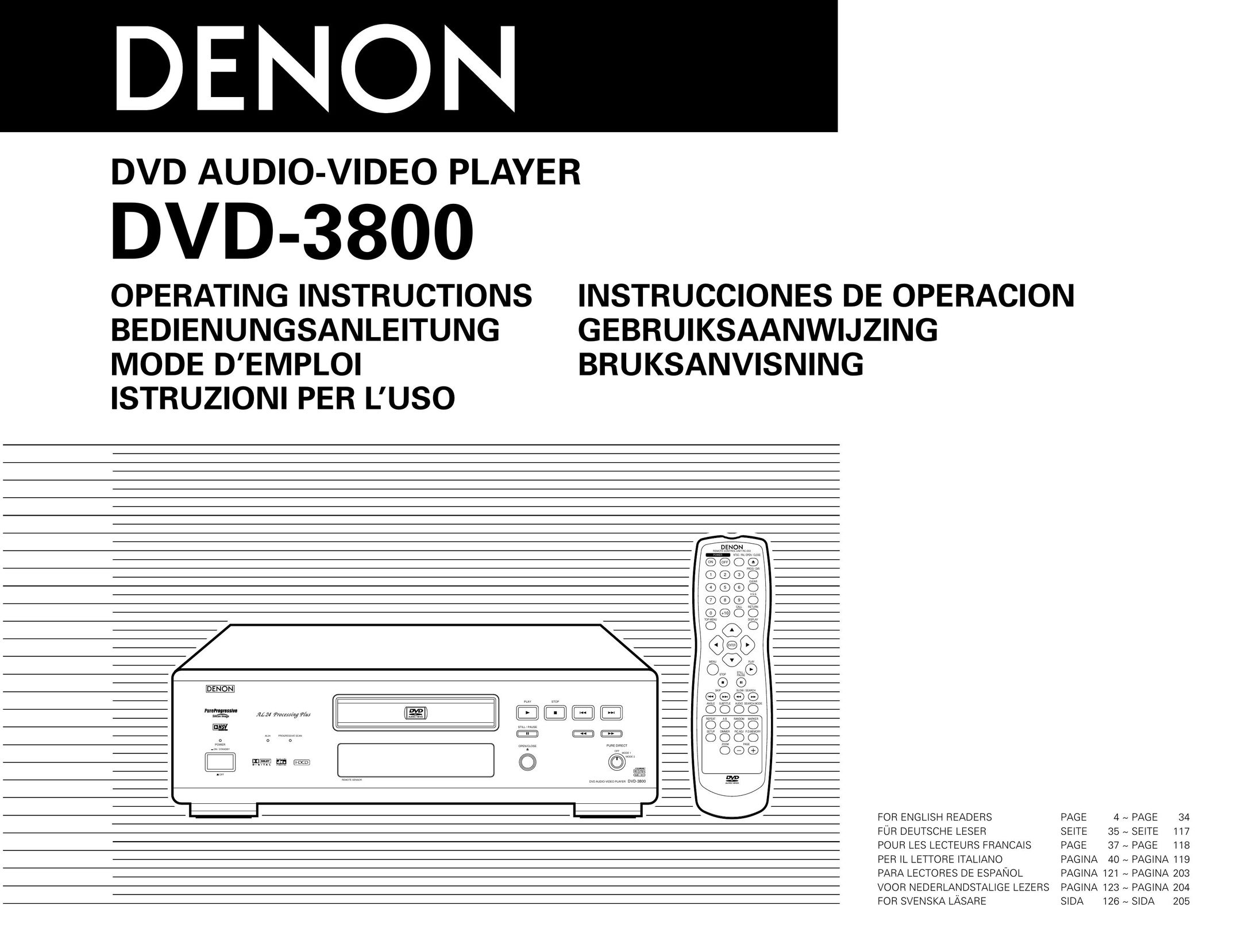 Denon DVD-3800 DVD Player User Manual