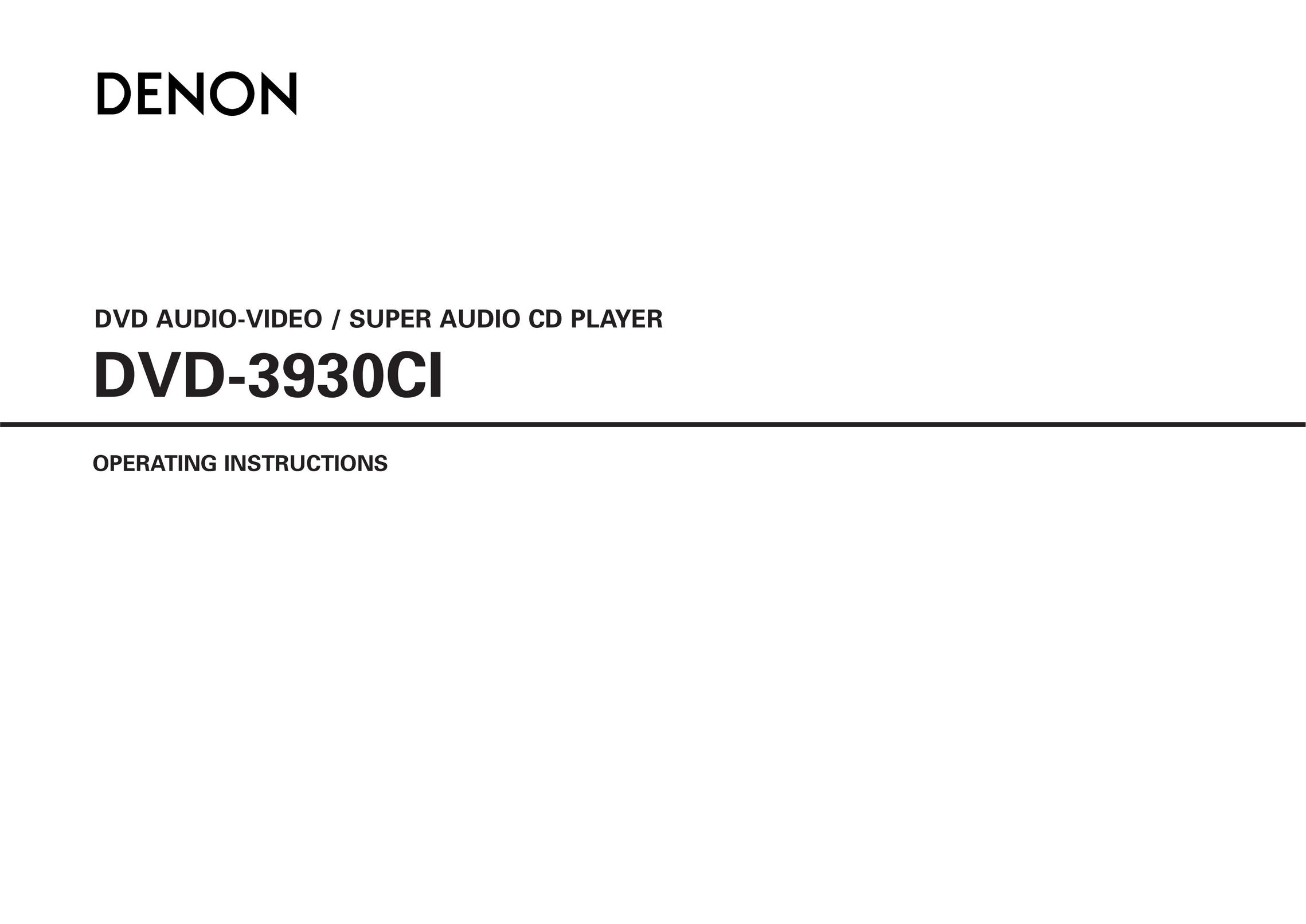 Denon DVD-3930CI DVD Player User Manual