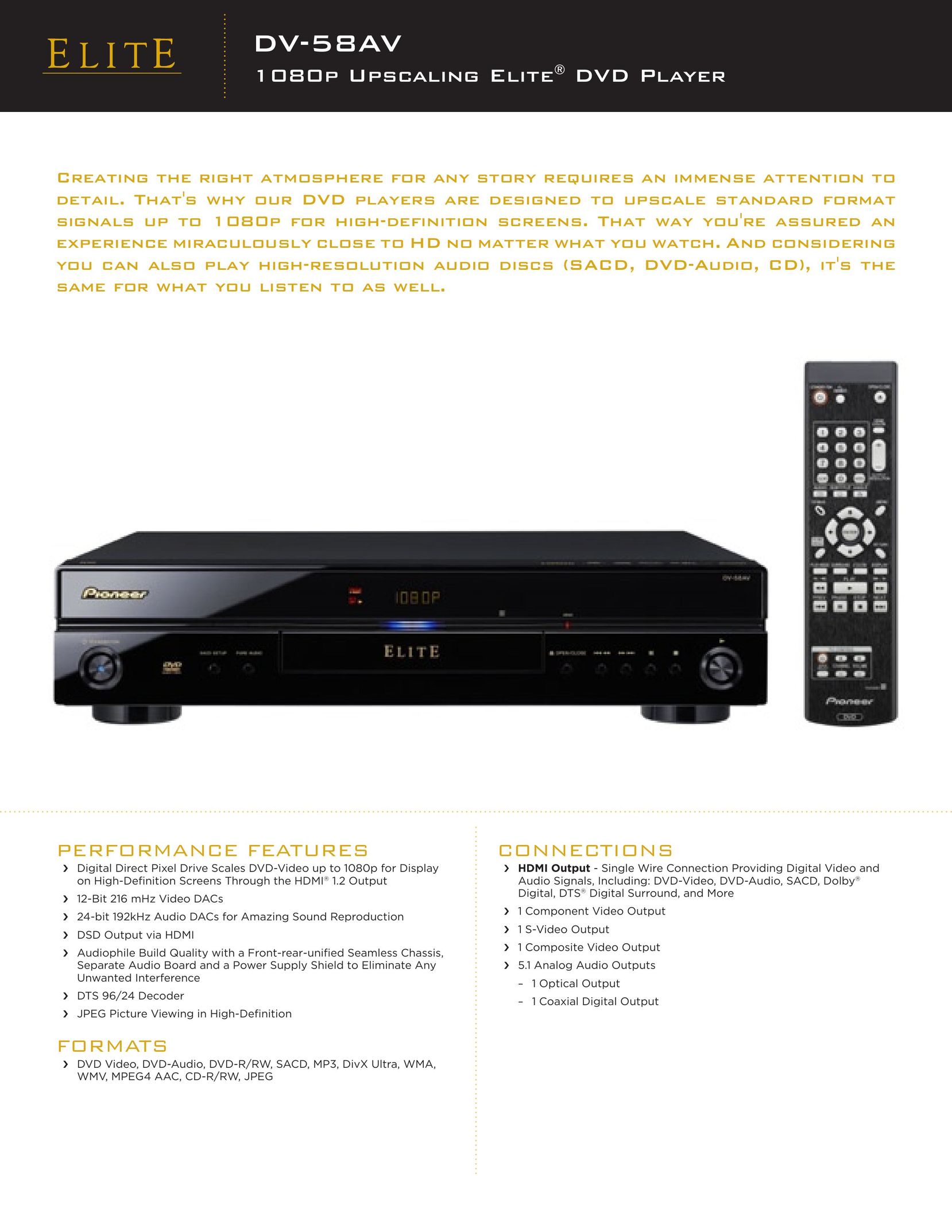 Elite DV-58AV DVD Player User Manual
