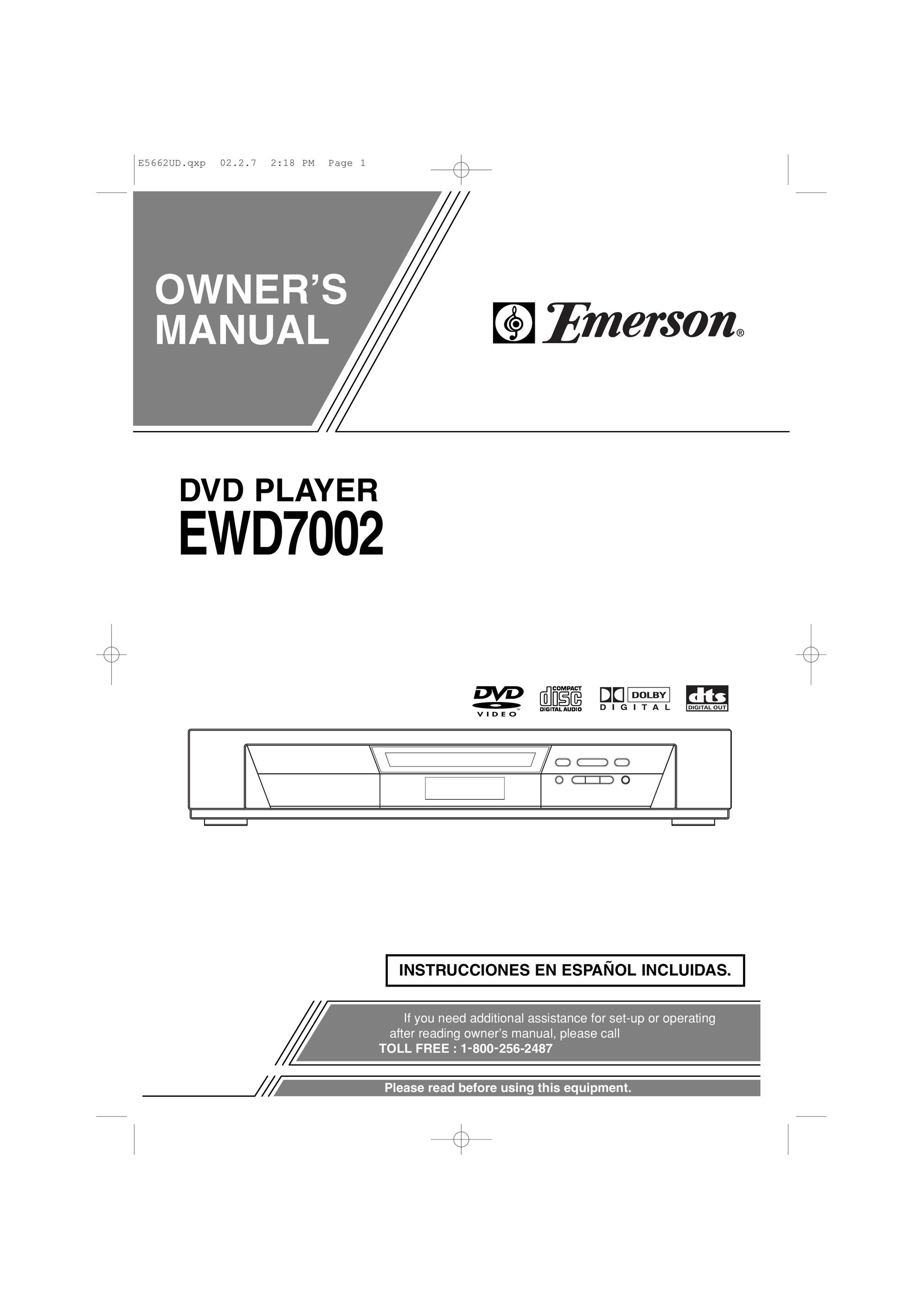 Emerson EWD7002 DVD Player User Manual