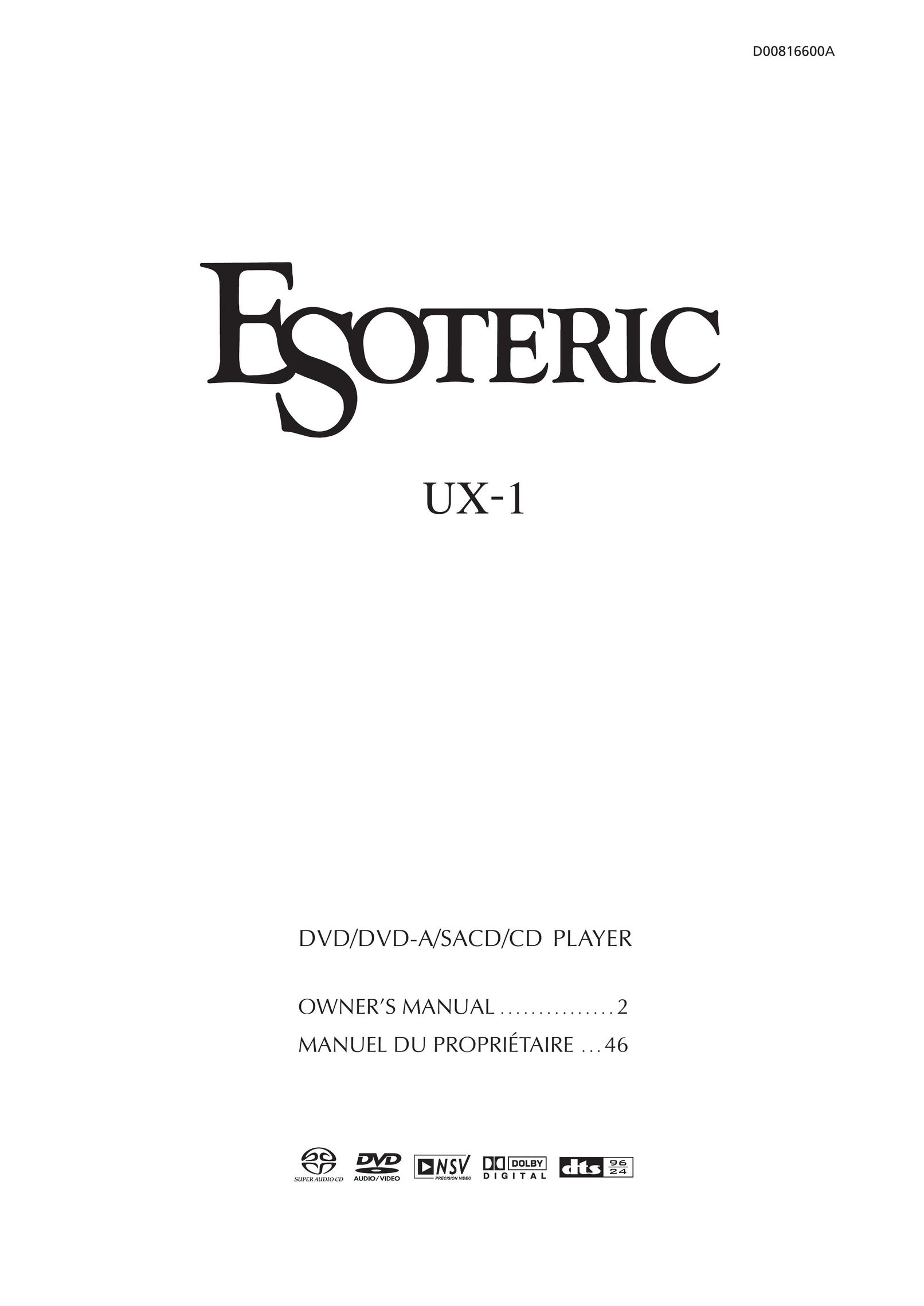 Esoteric D00816600A DVD Player User Manual