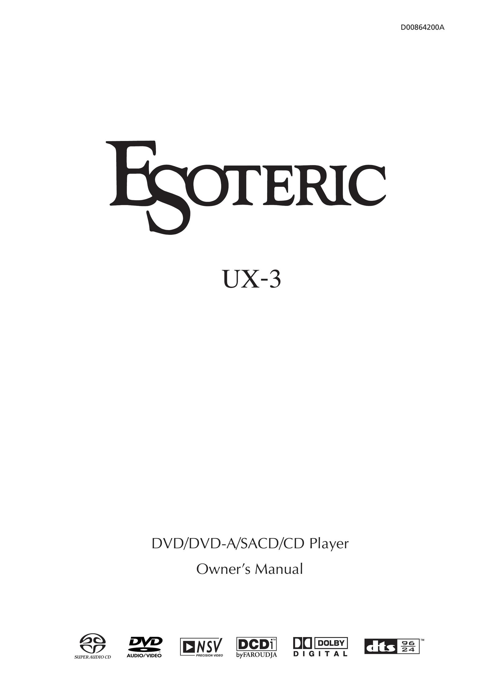 Esoteric D00864200A DVD Player User Manual