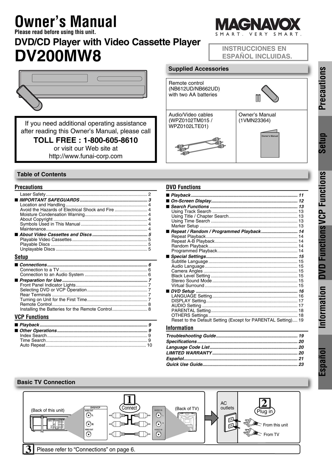 FUNAI DV200MW8 DVD Player User Manual