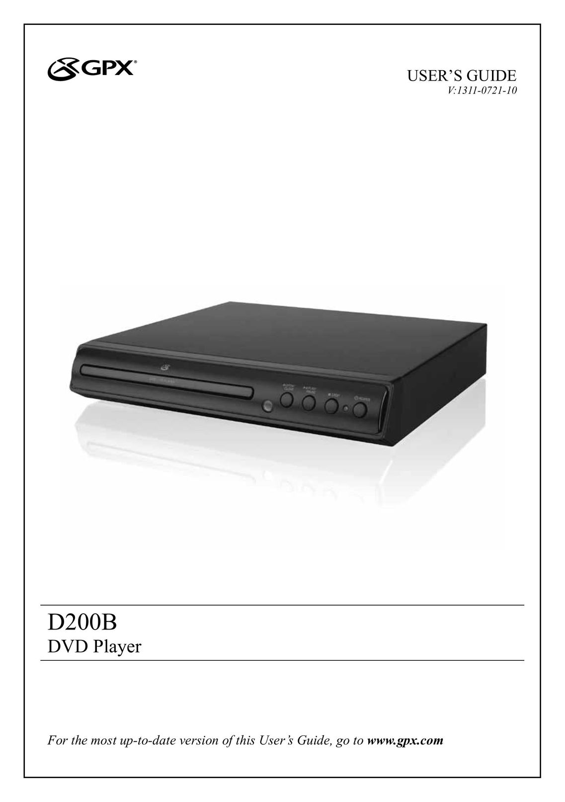 GPX 1311-0721-10 DVD Player User Manual