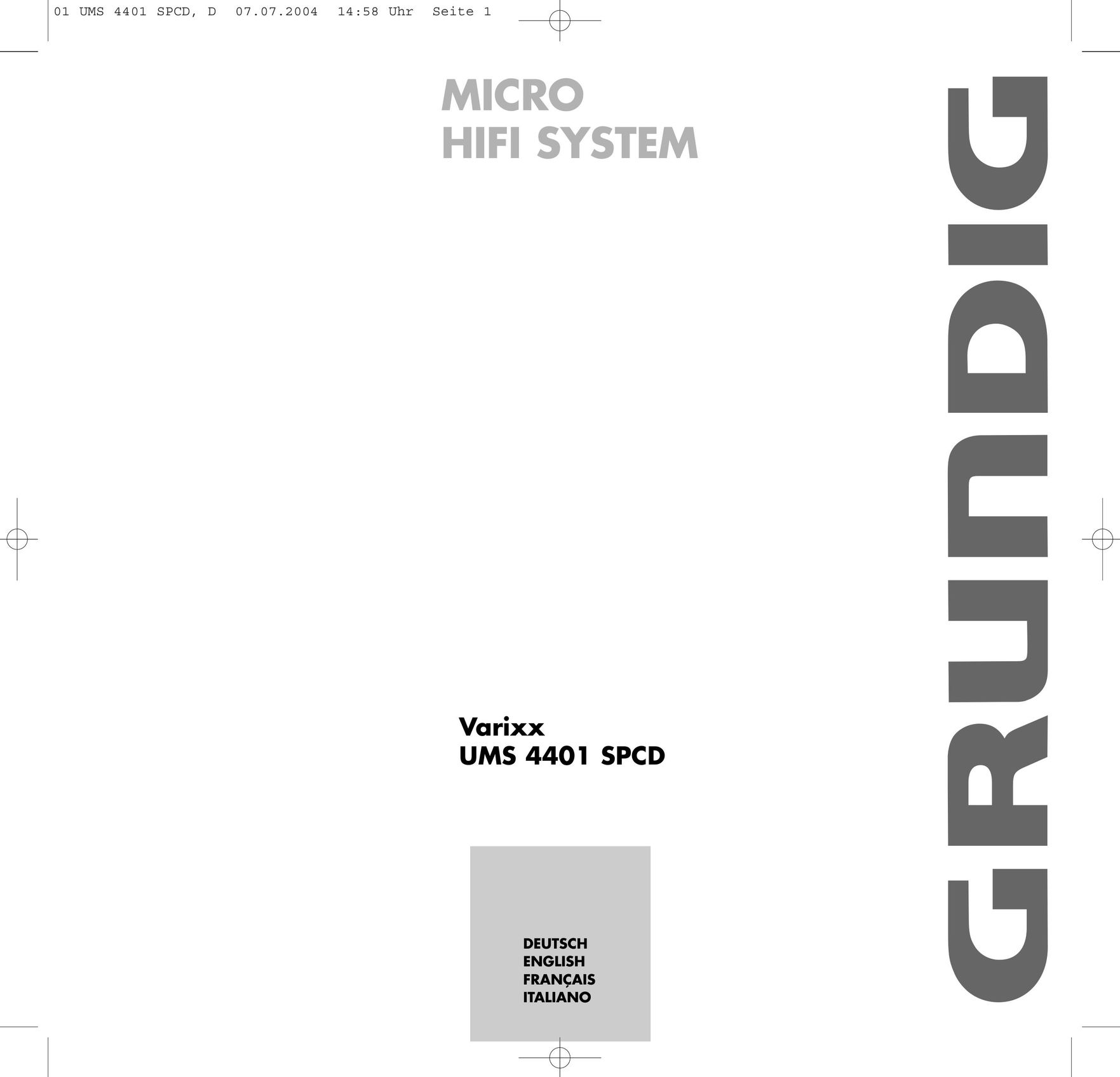 Grundig UMS 4401 SPCD DVD Player User Manual
