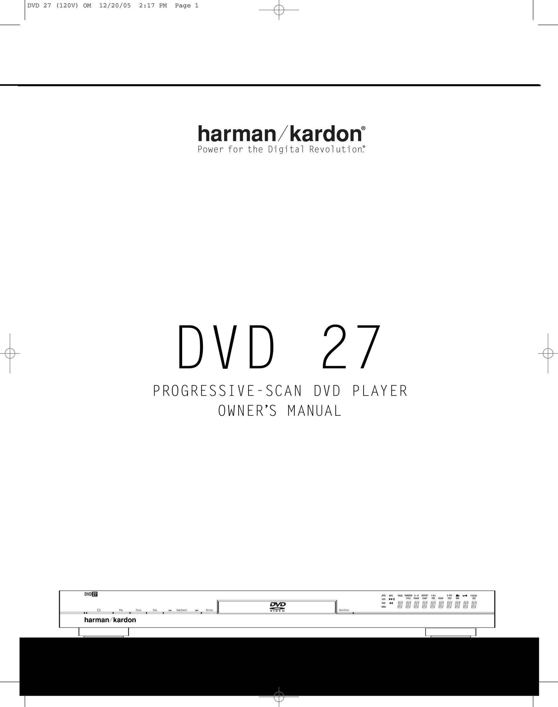 Harman-Kardon DVD 27 DVD Player User Manual