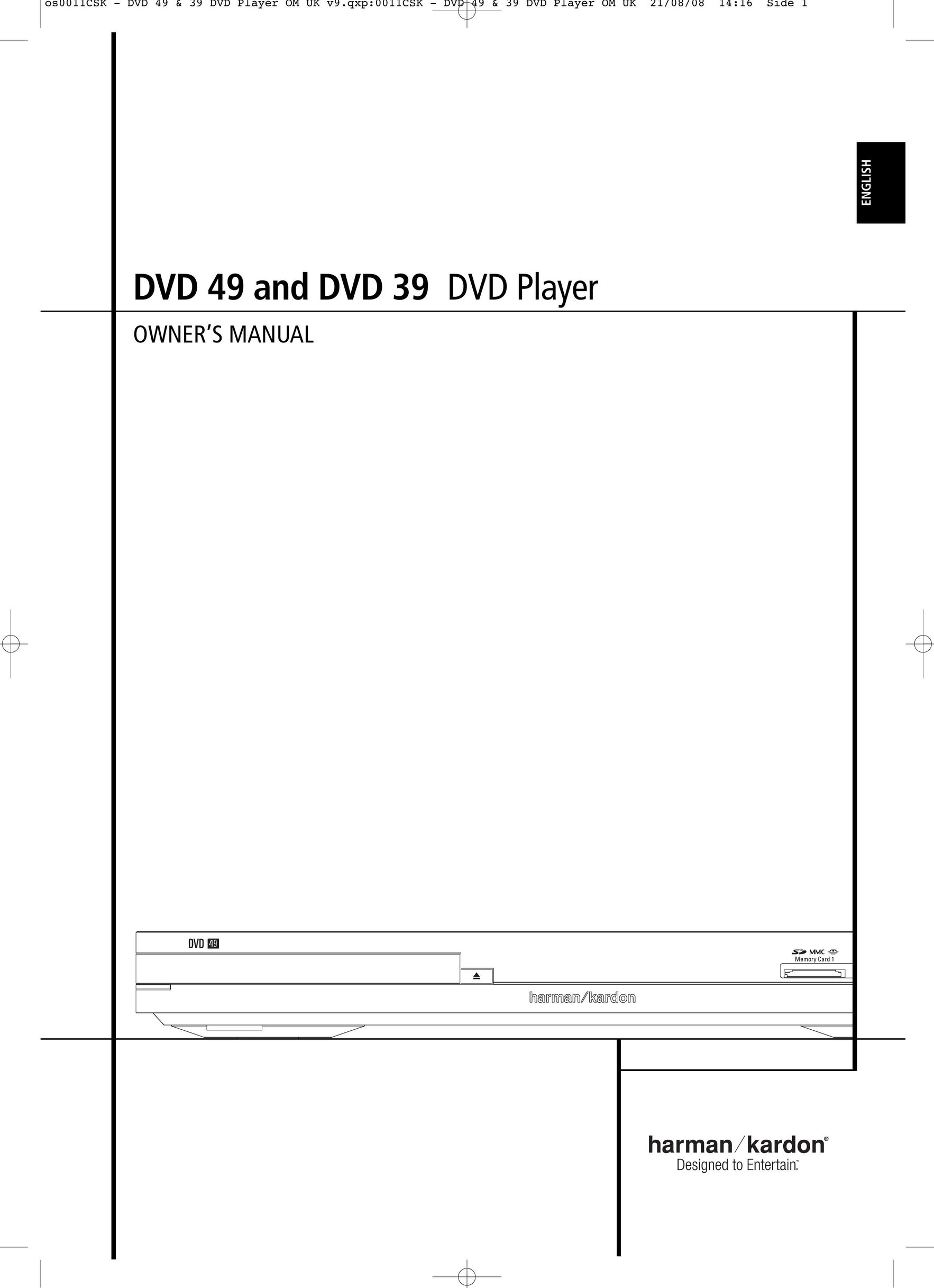 Harman-Kardon DVD 39 DVD Player User Manual