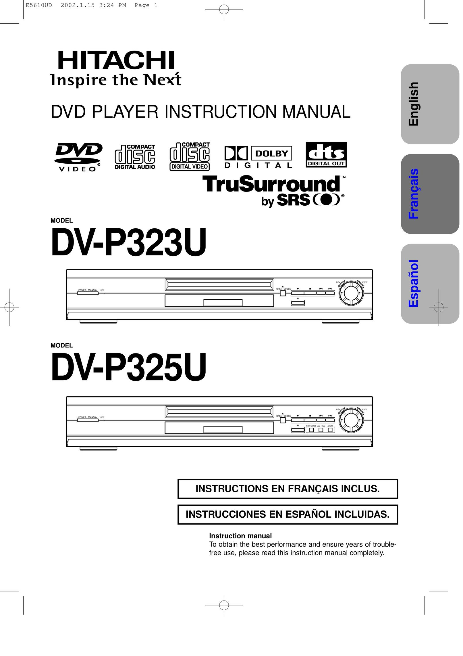 Hitachi DVP325U DVD Player User Manual