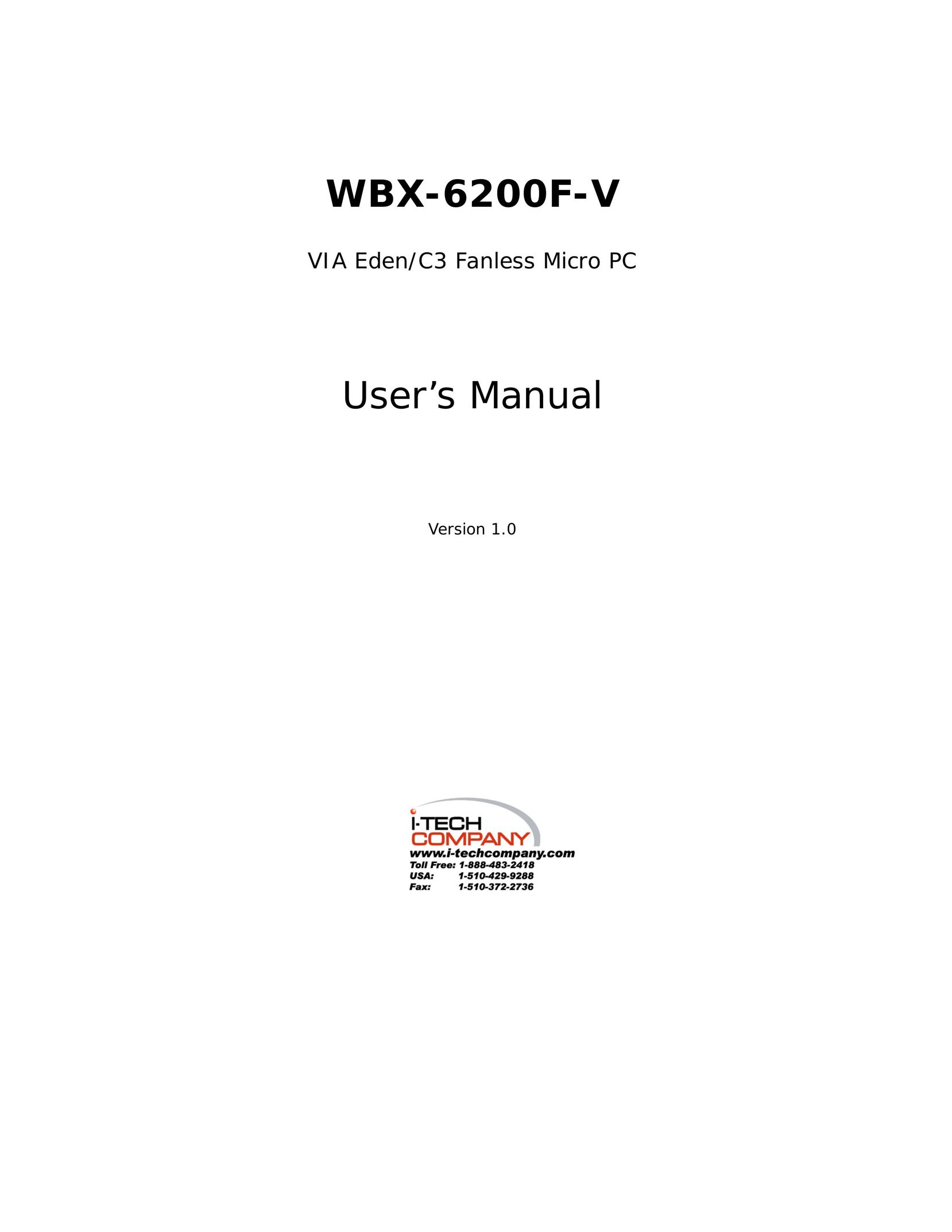 I-Tech Company WBX-6200F-V DVD Player User Manual