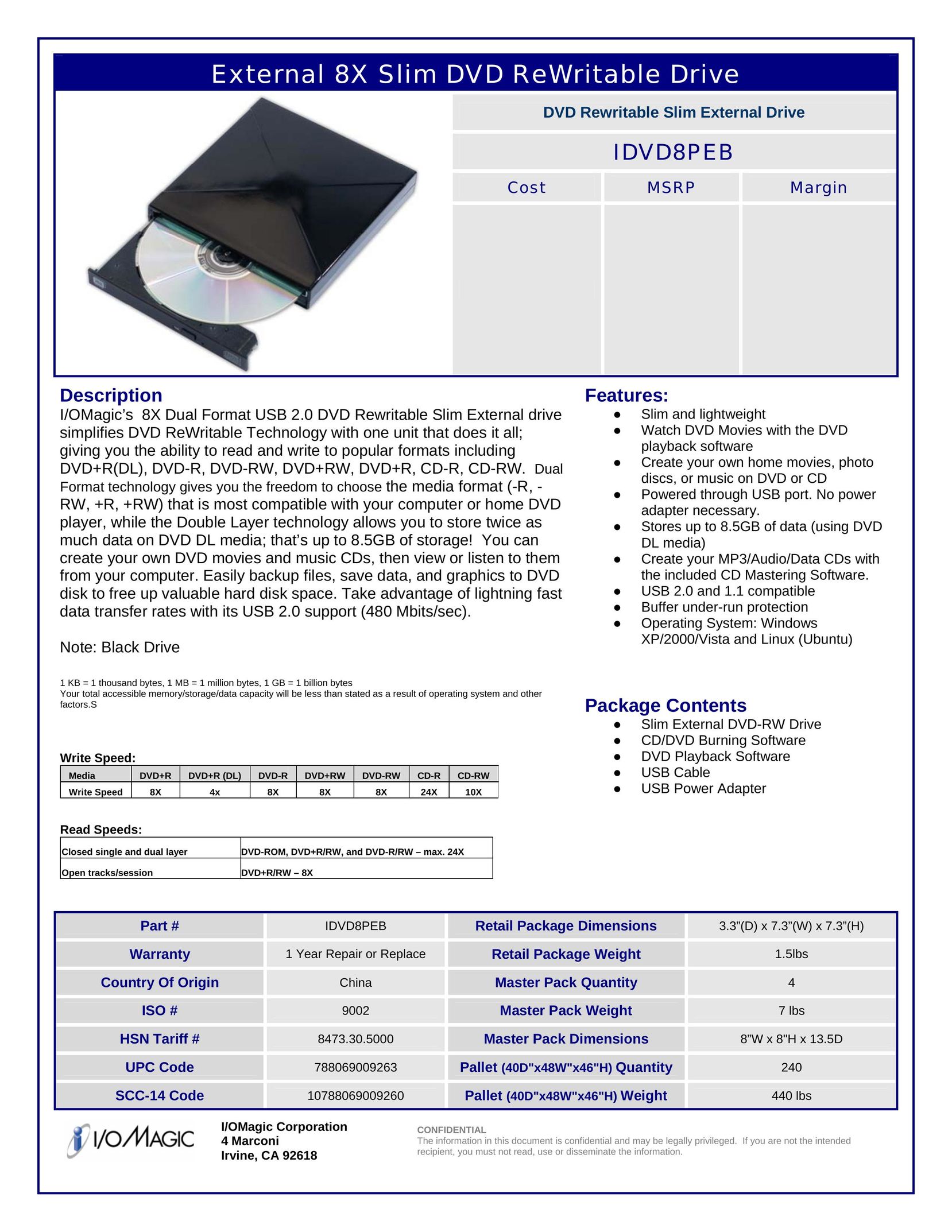 I/O Magic IDVD8PEB DVD Player User Manual