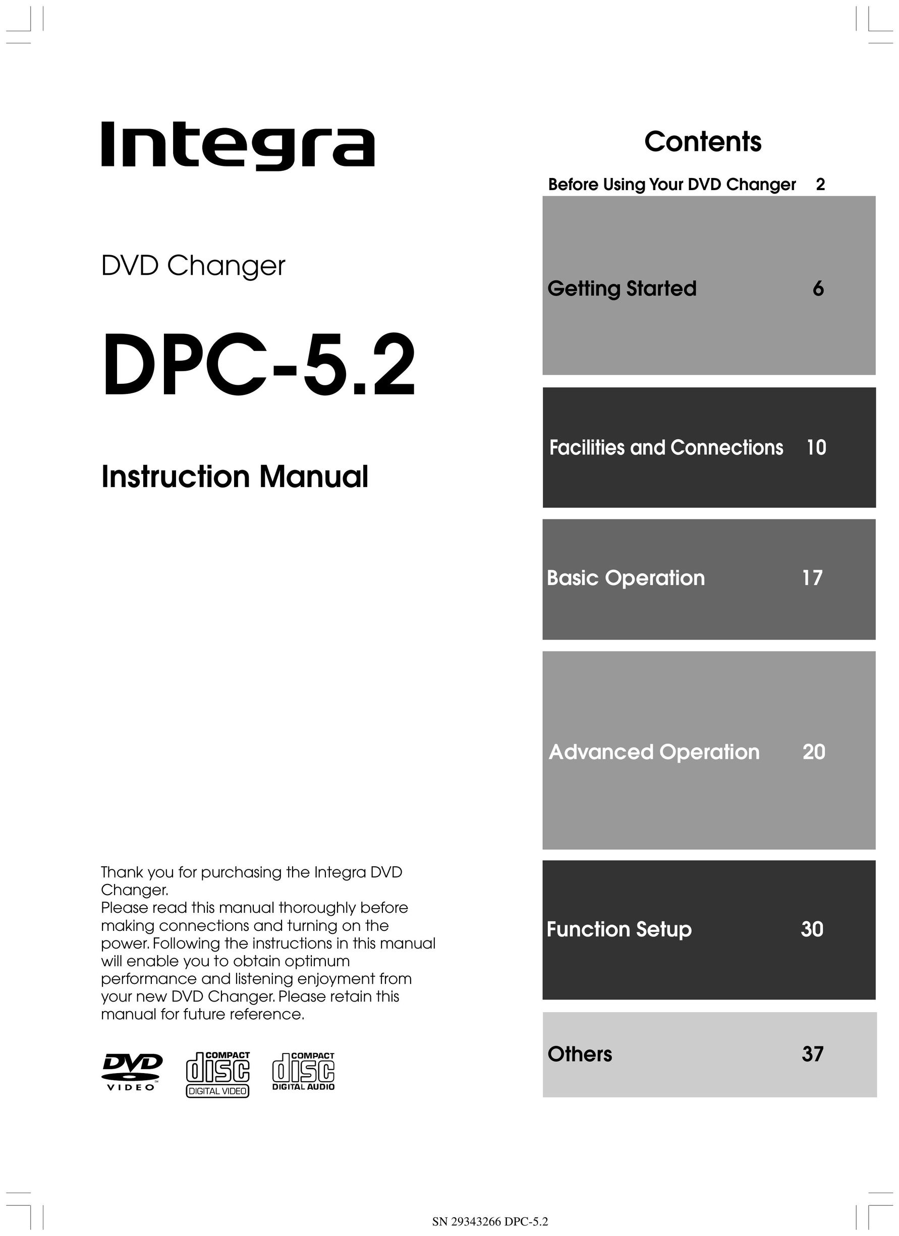 Integra DPC-5.2 DVD Player User Manual