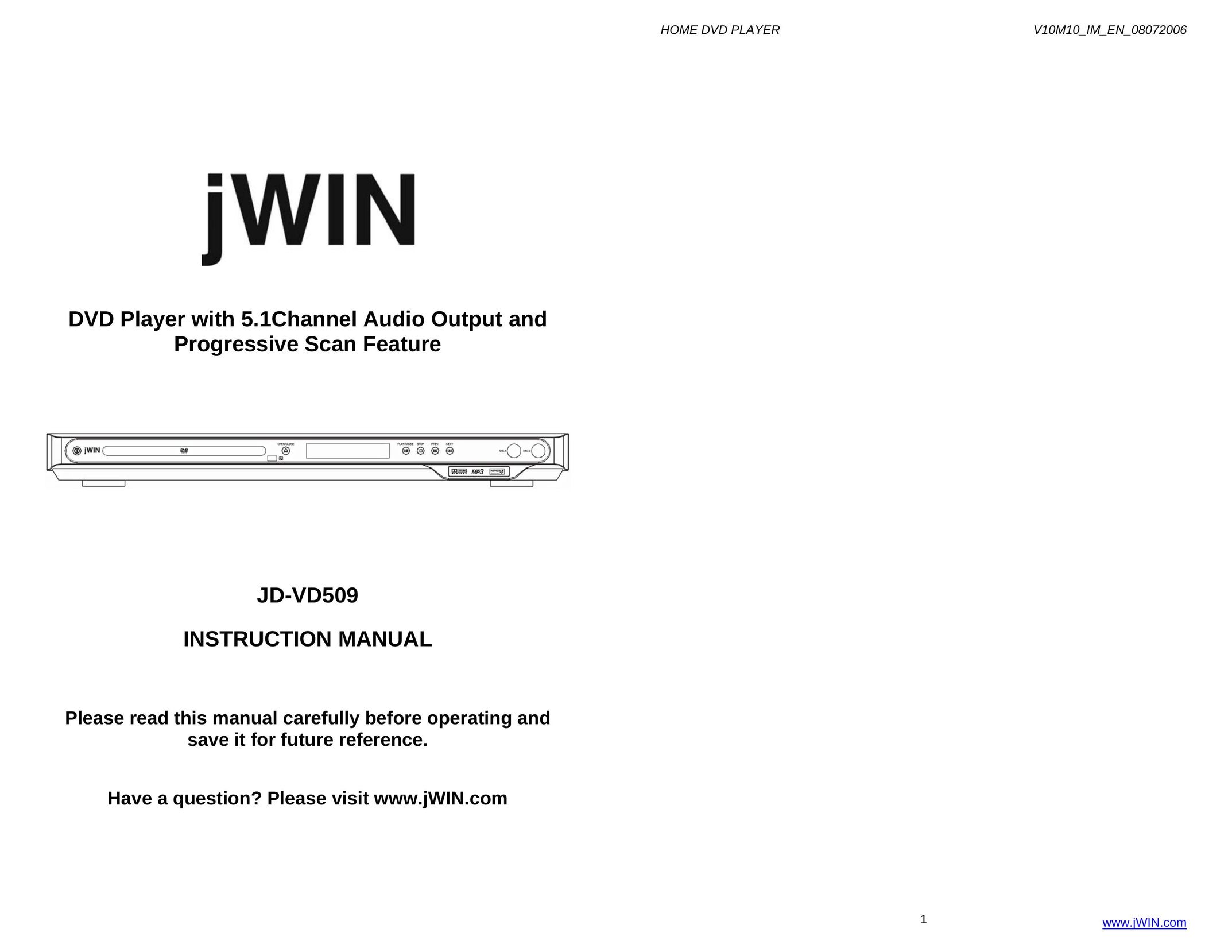 Jwin JD-VD509 DVD Player User Manual