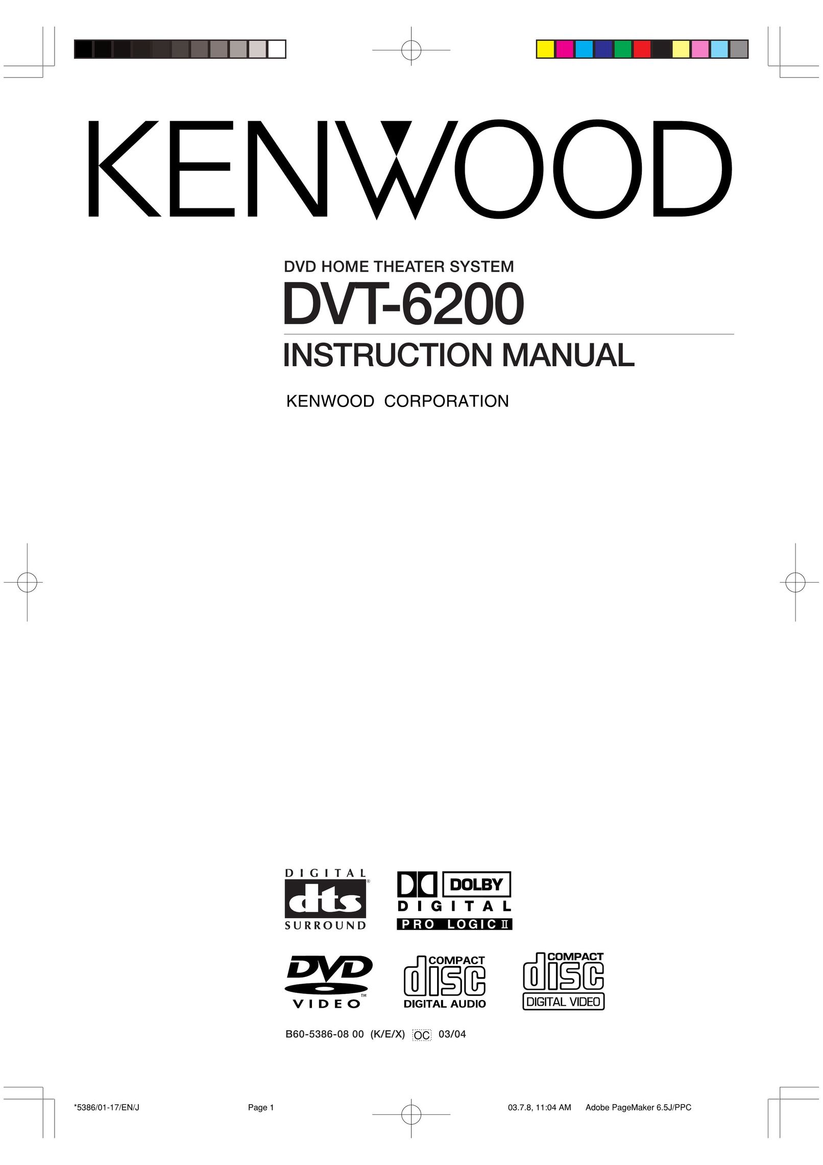 Kenwood DVT-6200 DVD Player User Manual