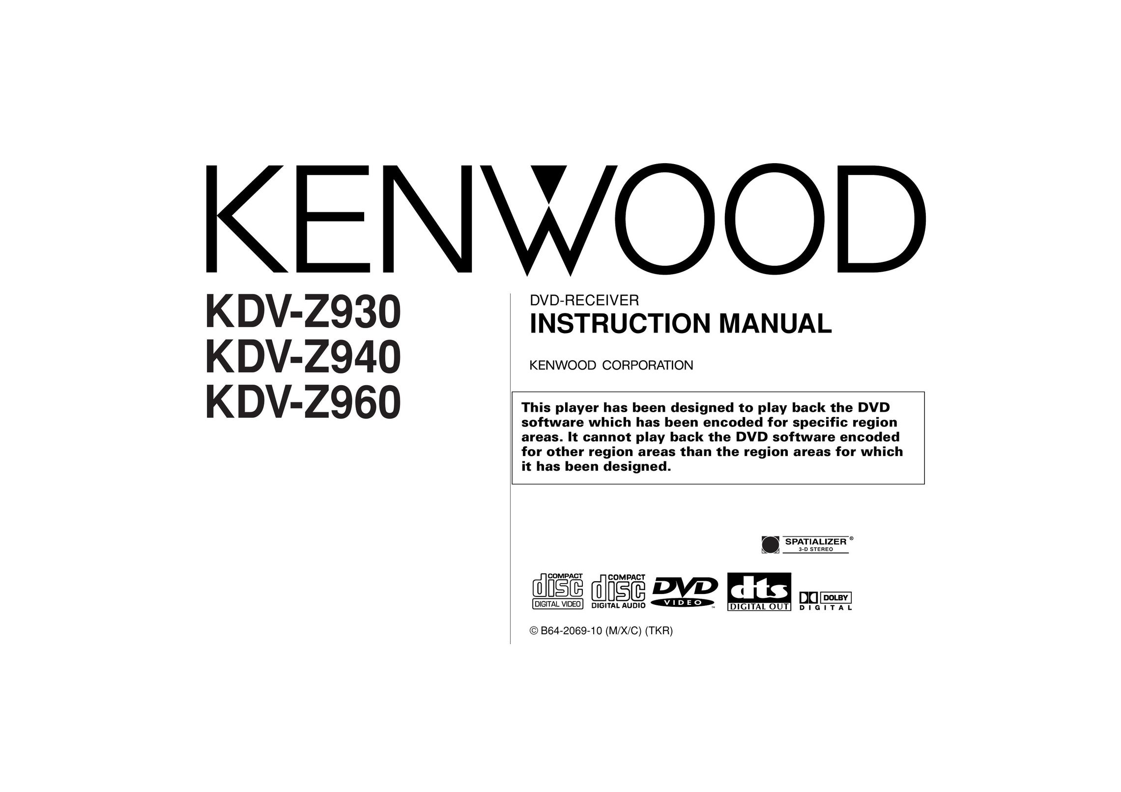 Kenwood KDV-Z930 DVD Player User Manual