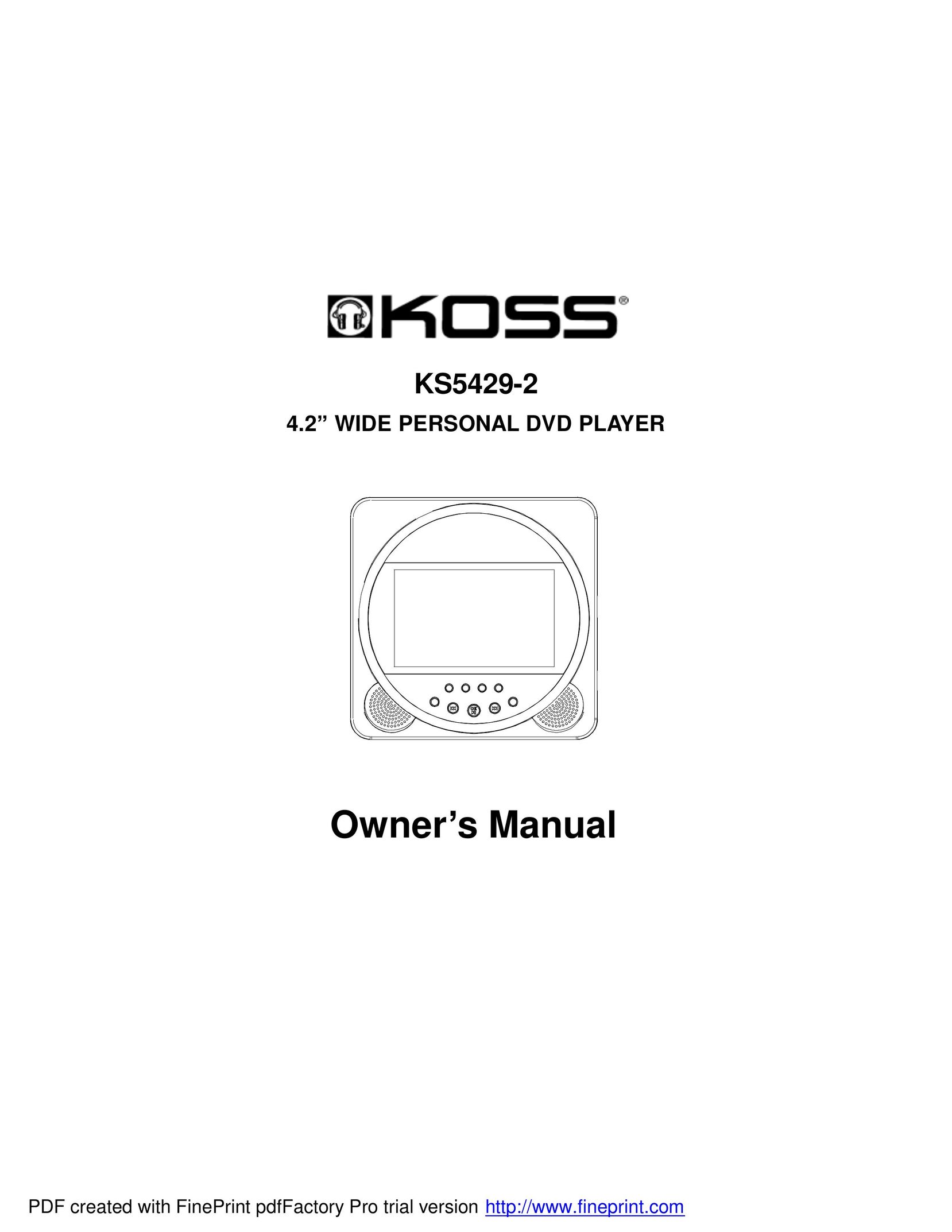 Koss KS5429-2 DVD Player User Manual