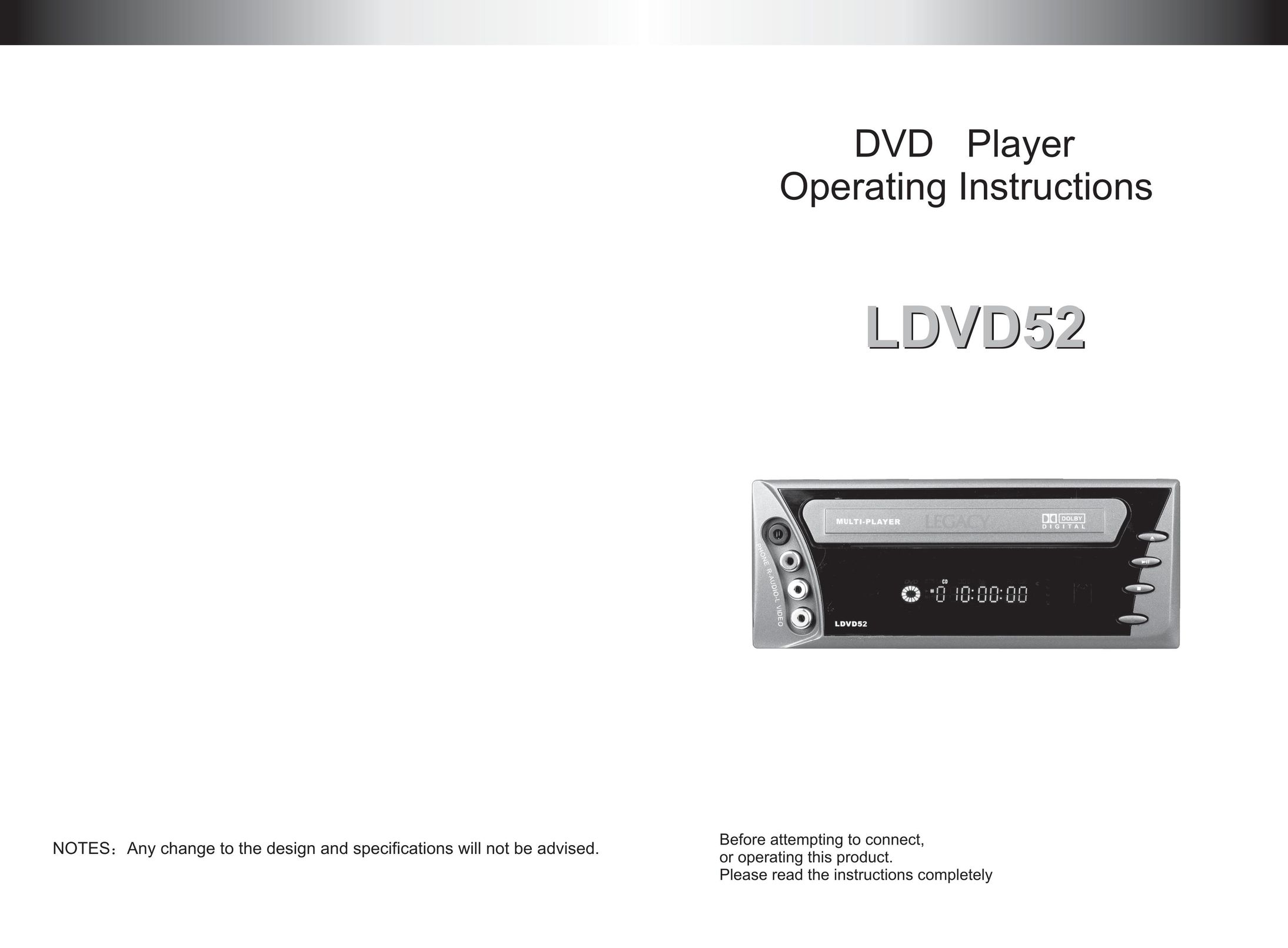 Legacy Car Audio LDVD52 DVD Player User Manual