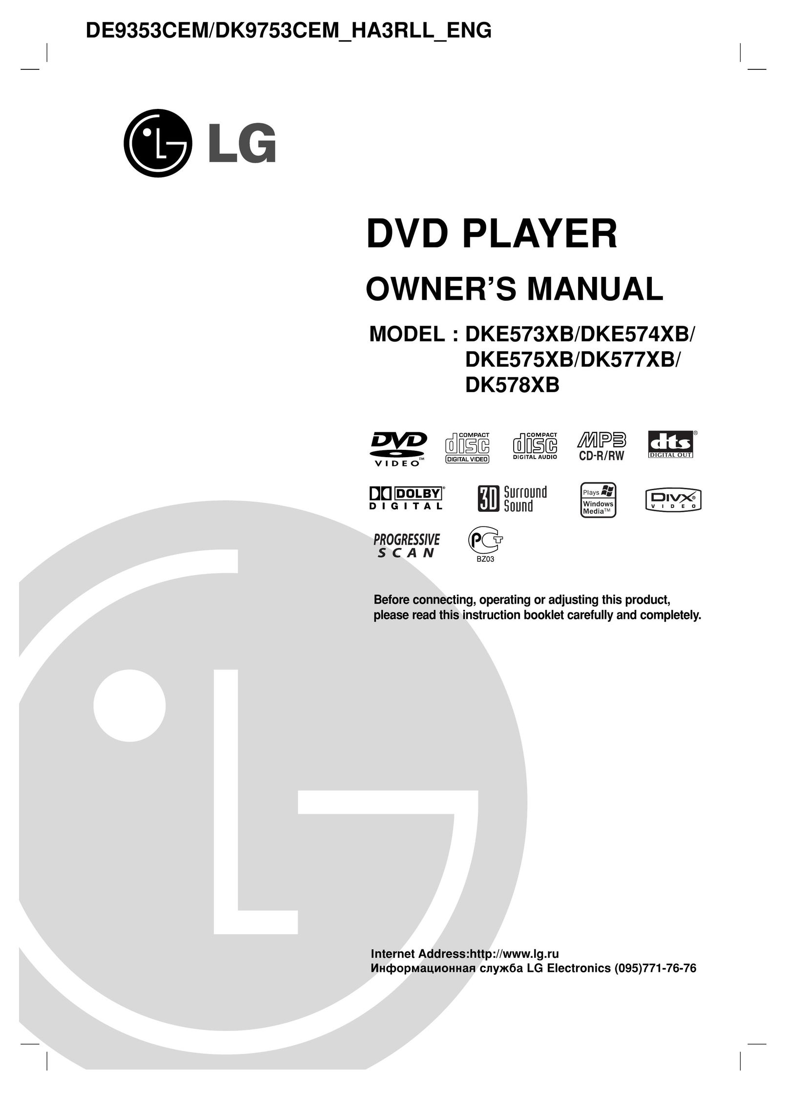 LG Electronics DK578XB DVD Player User Manual