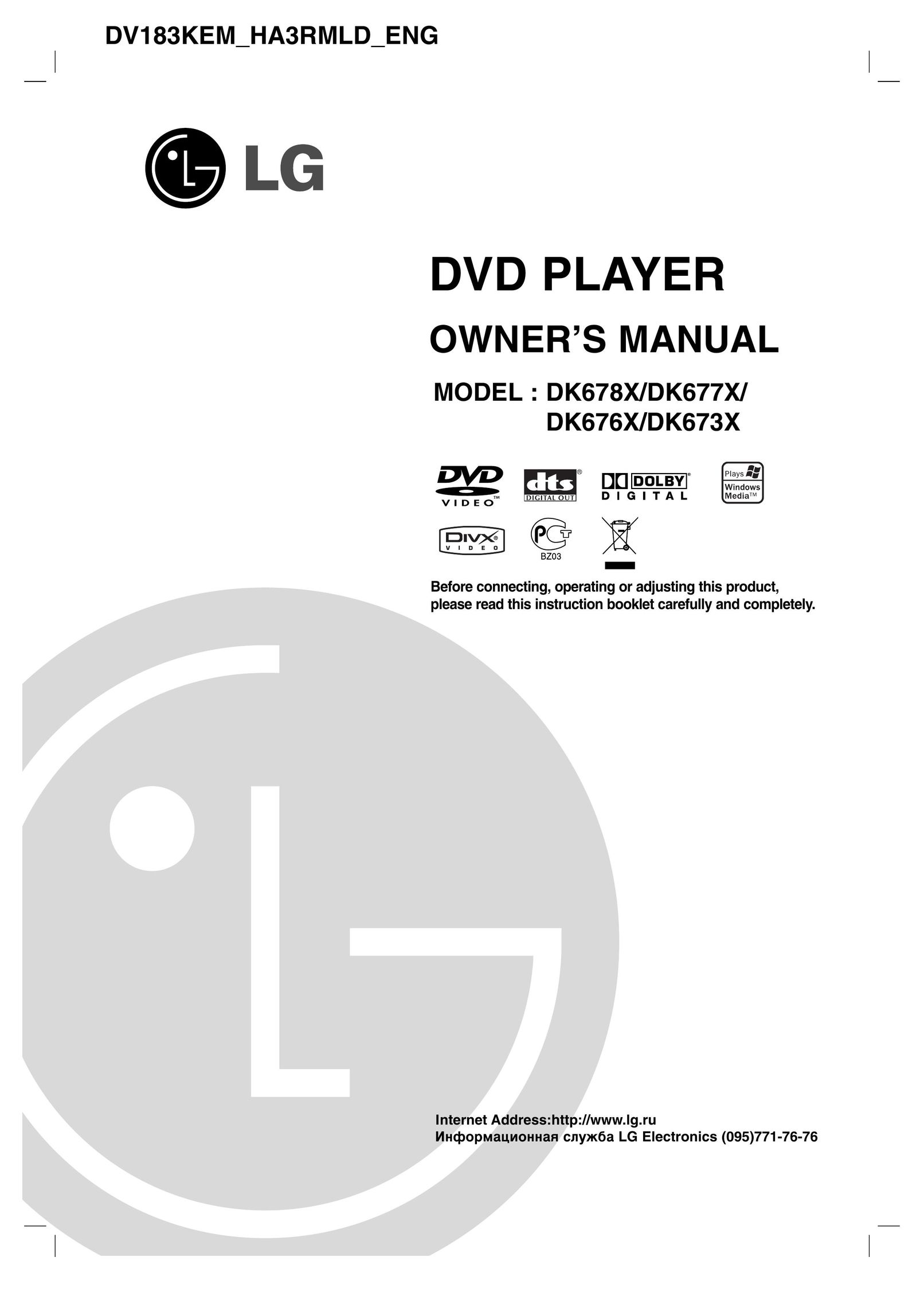 LG Electronics DK673X DVD Player User Manual