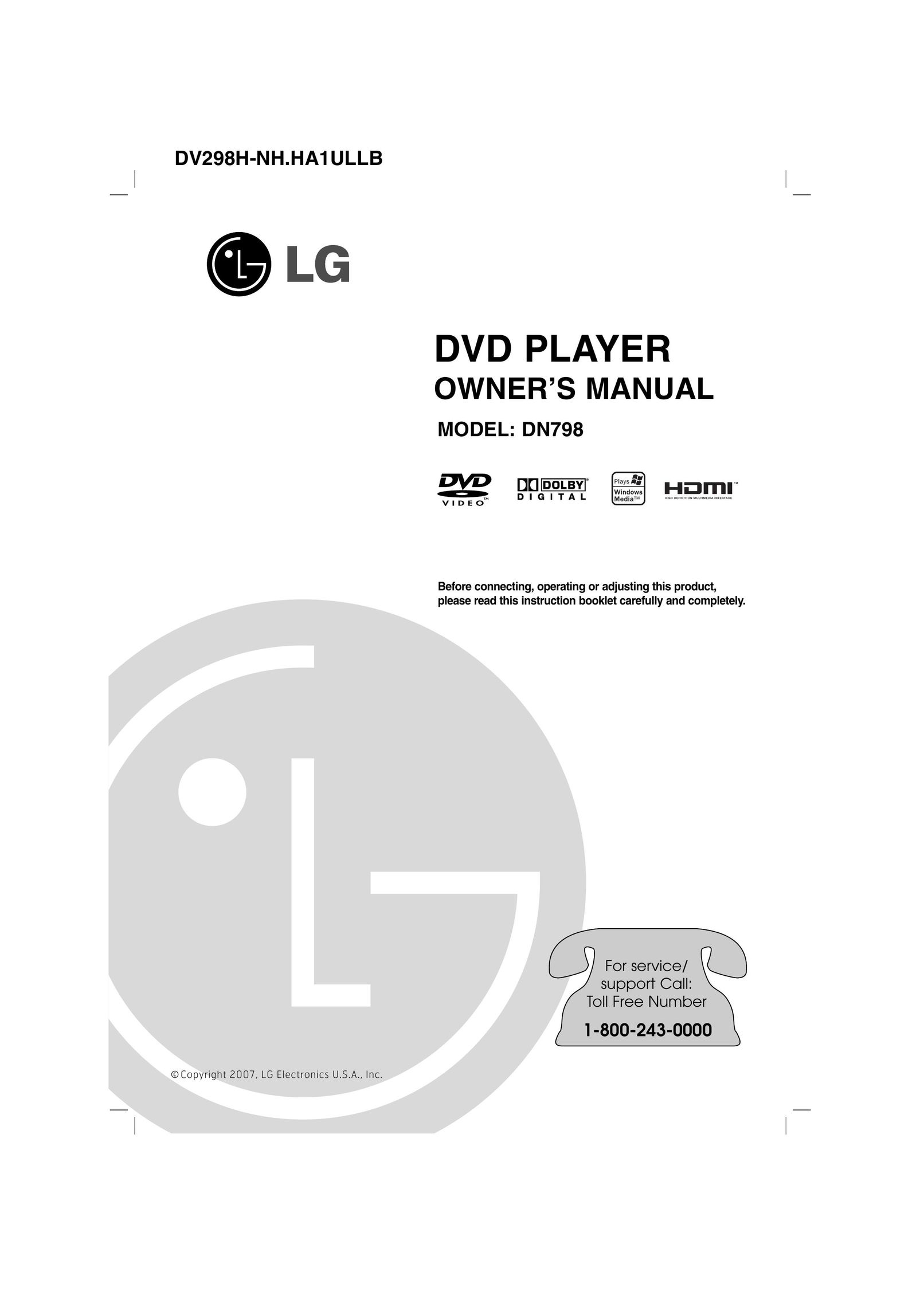 LG Electronics DN798 DVD Player User Manual
