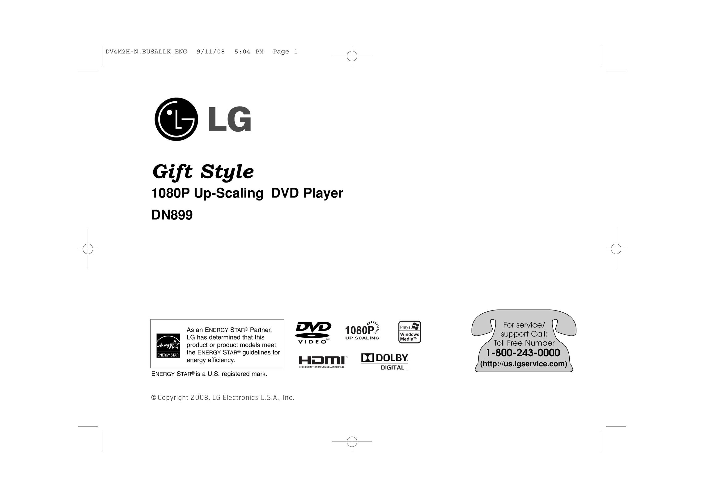 LG Electronics DN899 DVD Player User Manual