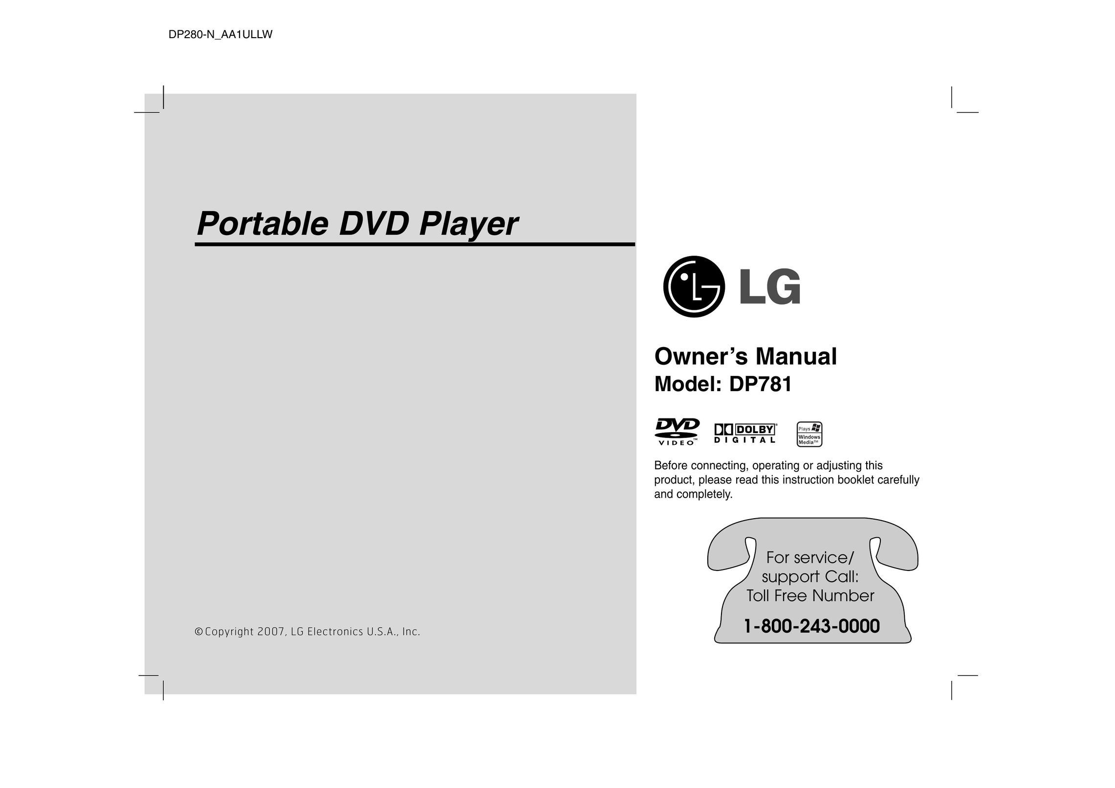LG Electronics DP781 DVD Player User Manual