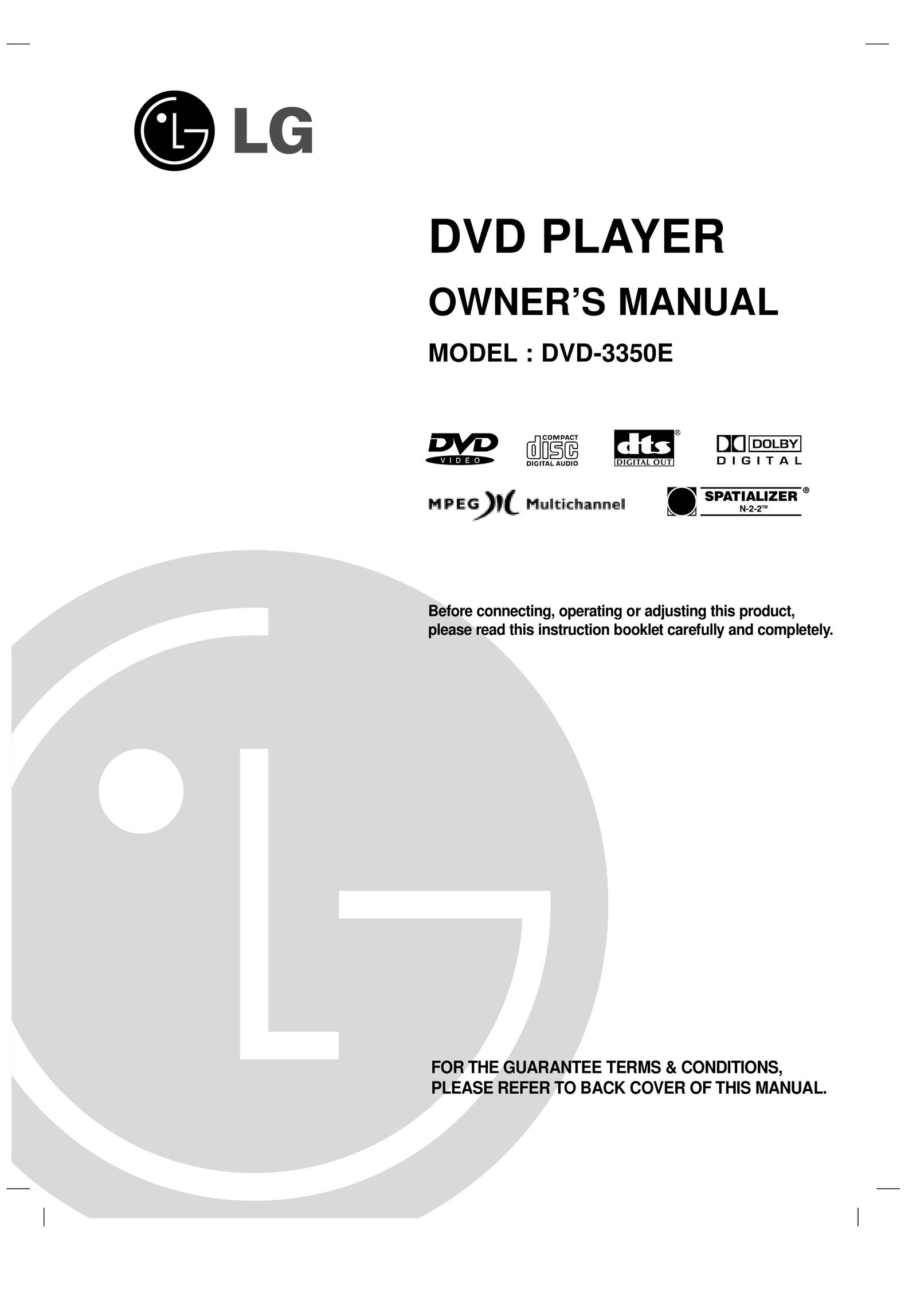 LG Electronics DVD-3350E DVD Player User Manual