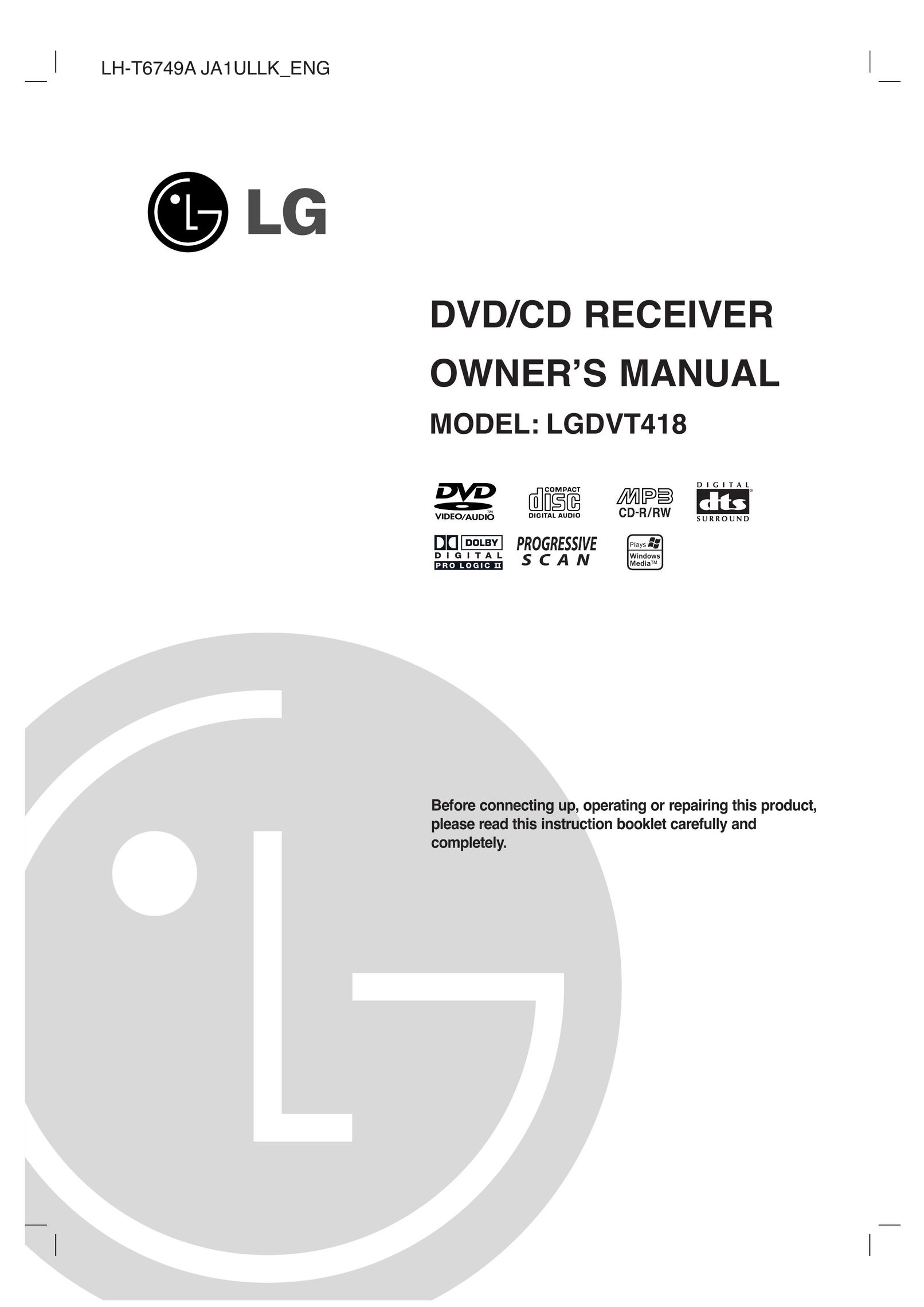 LG Electronics DVT418 DVD Player User Manual