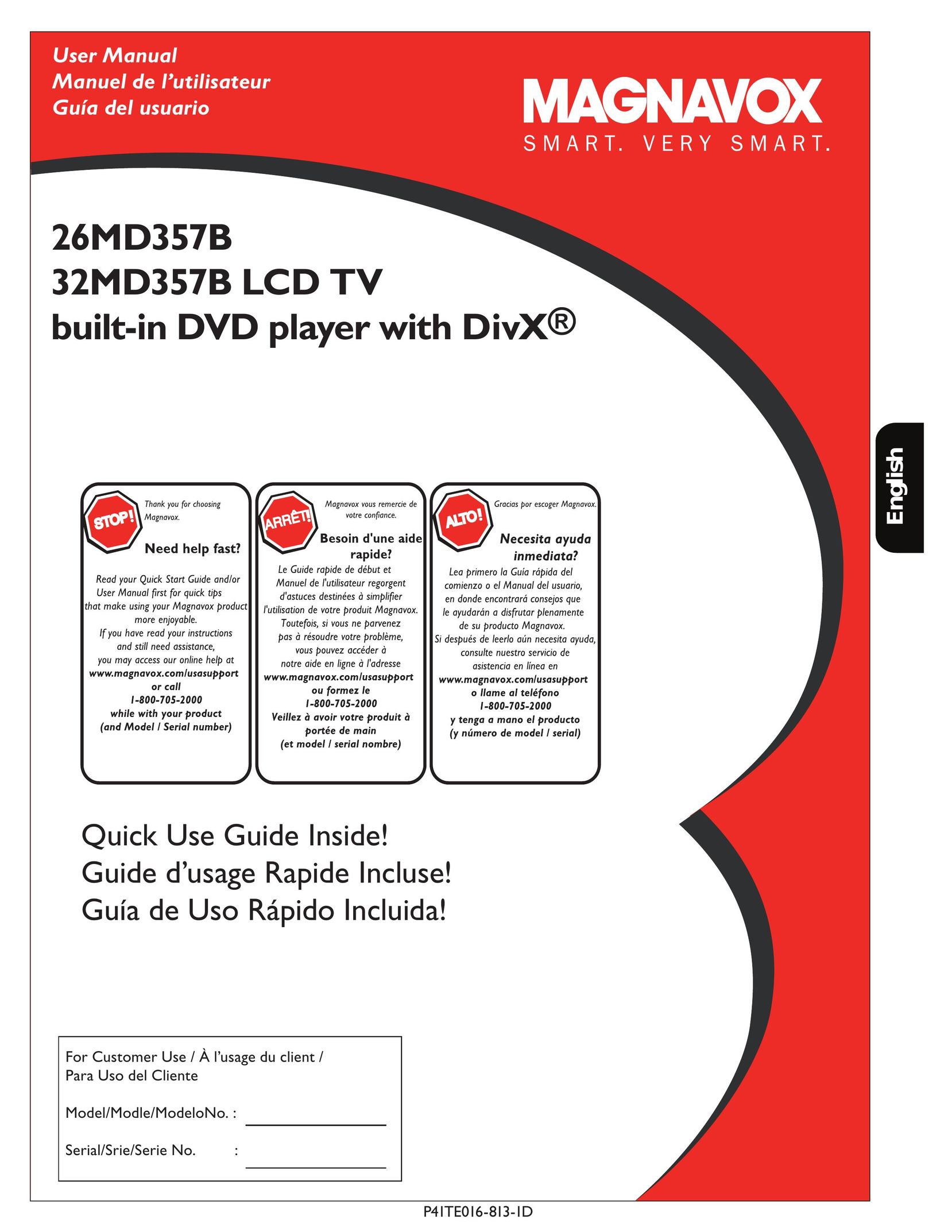 Magnavox 26md357b DVD Player User Manual