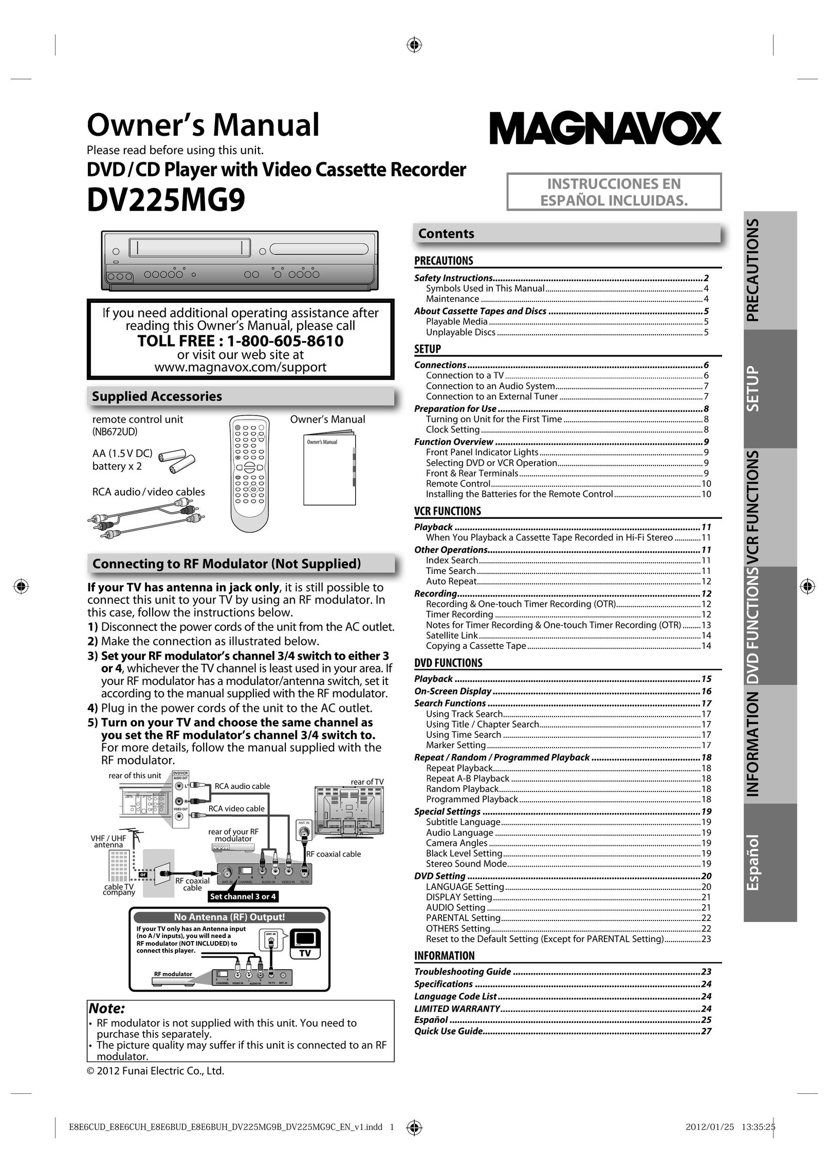 Magnavox DV225MG9 DVD Player User Manual