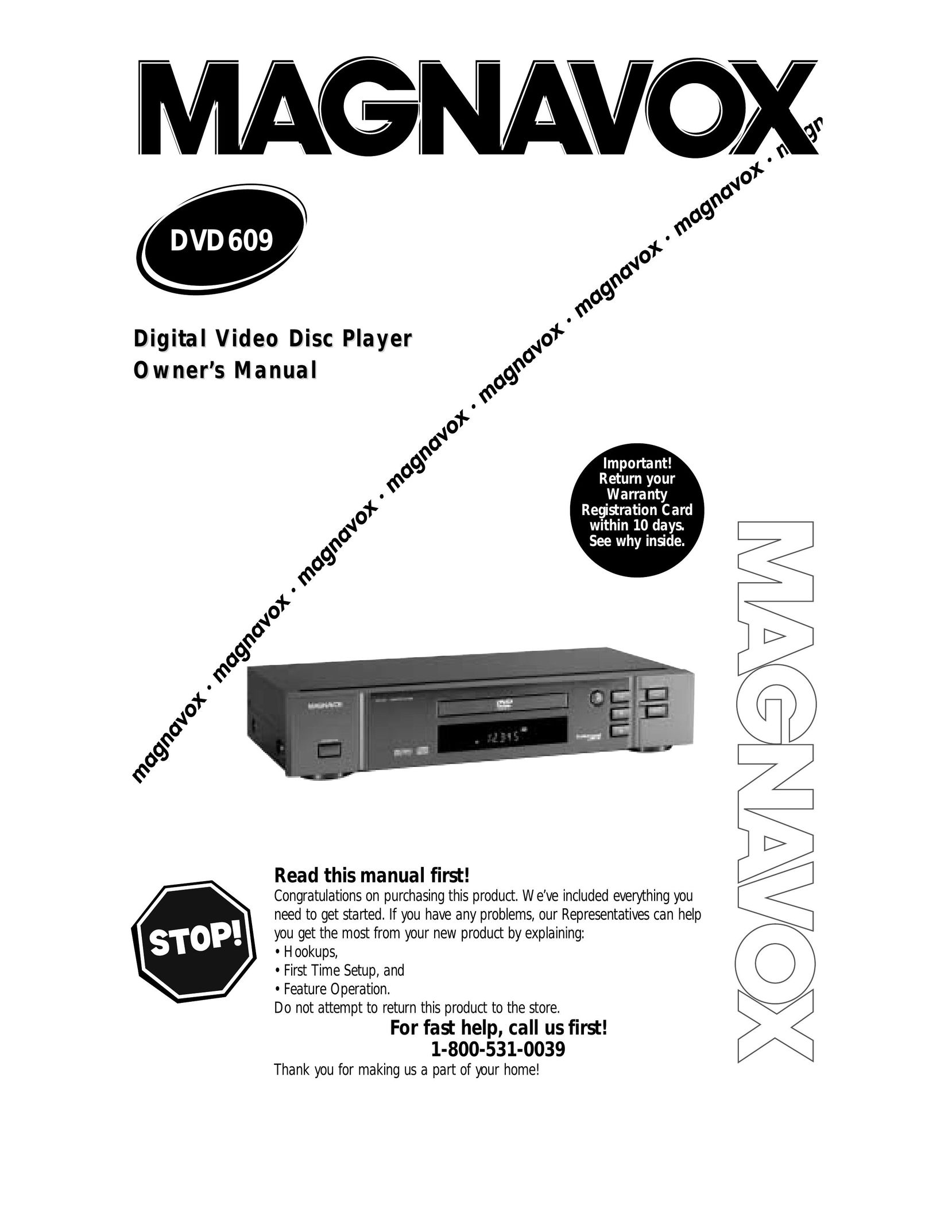 Magnavox DVD609 DVD Player User Manual