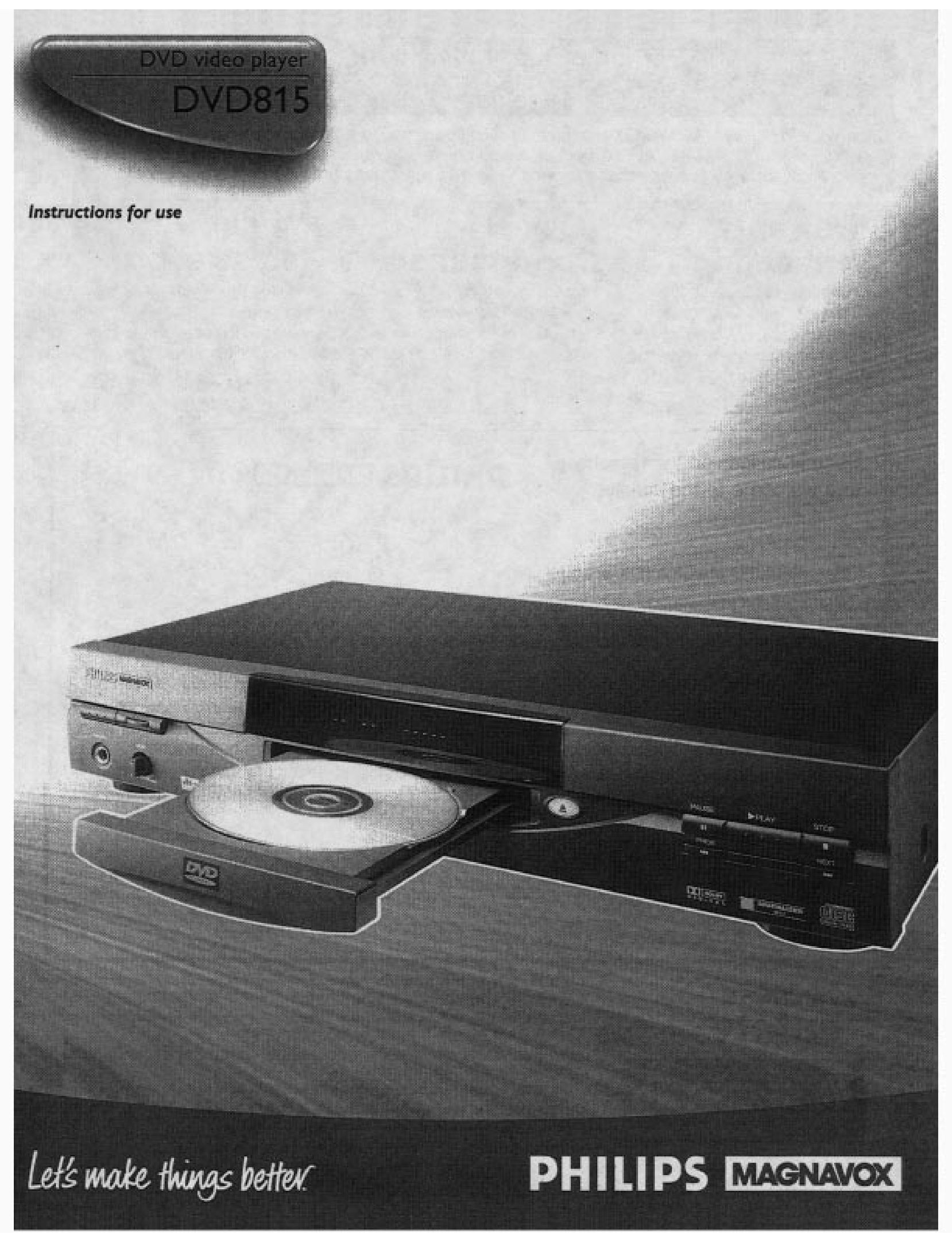 Magnavox DVD815 DVD Player User Manual