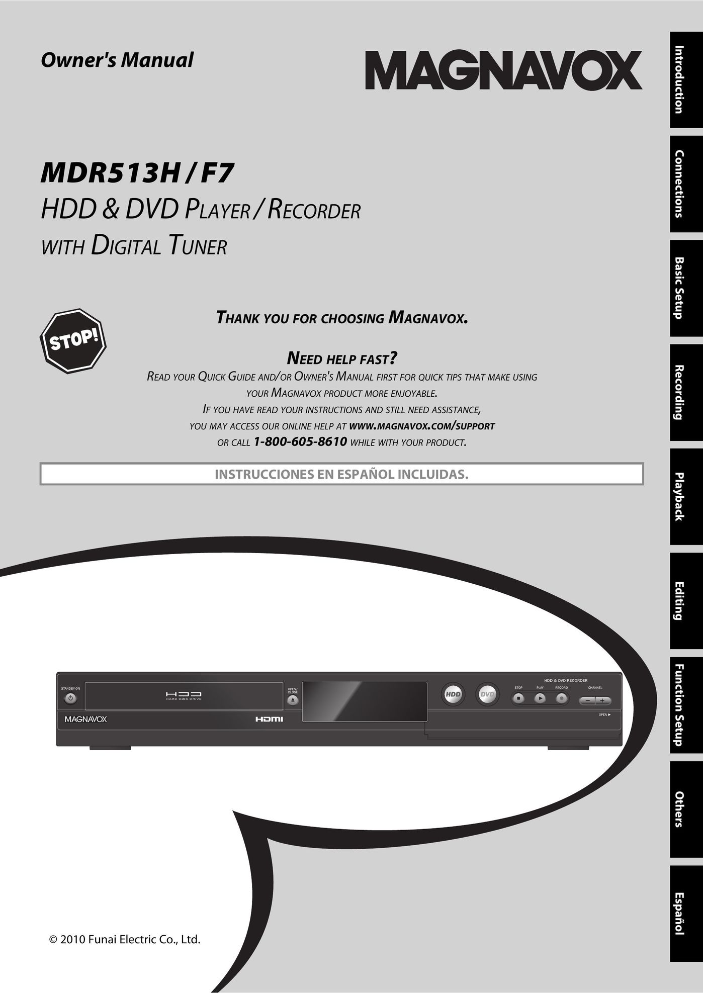 Magnavox MDR513H / F7 DVD Player User Manual