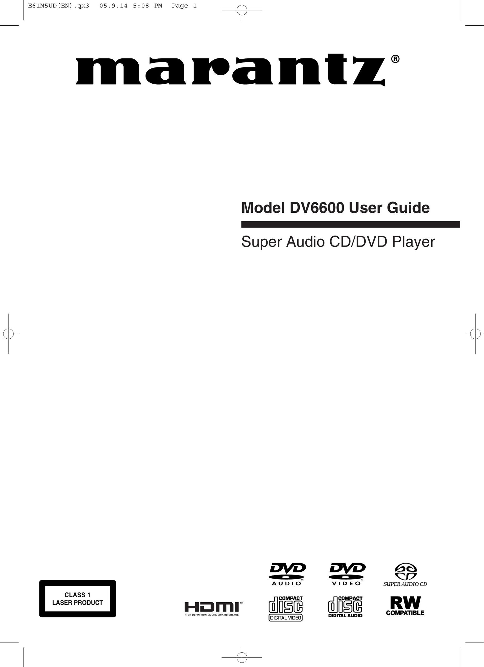 Marantz DV6600 DVD Player User Manual