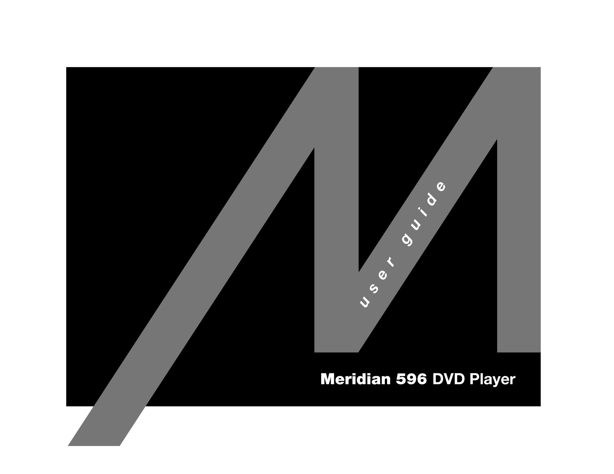 Meridian America 596 DVD Player User Manual