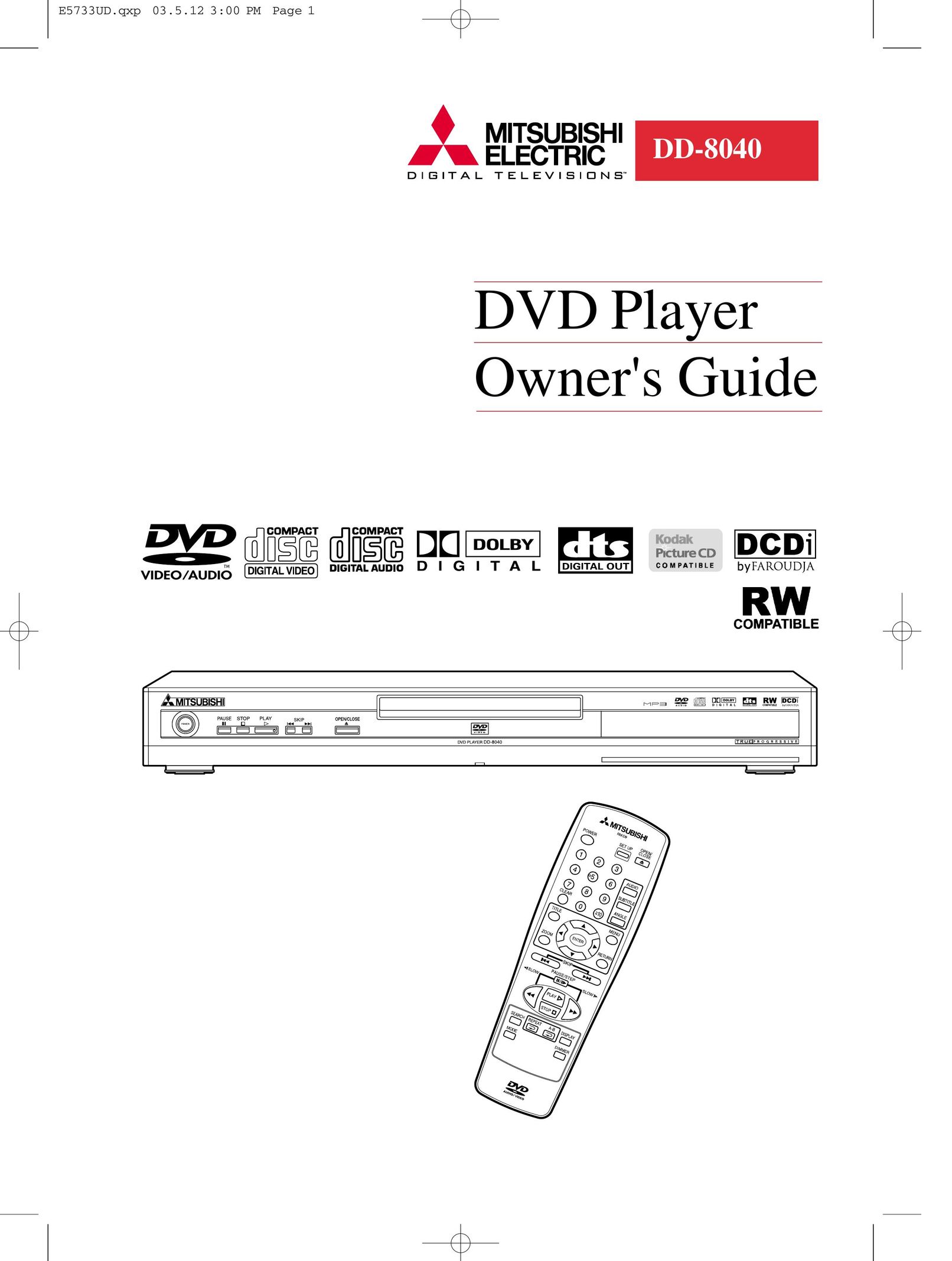 Mitsubishi Electronics DD-8040 DVD Player User Manual