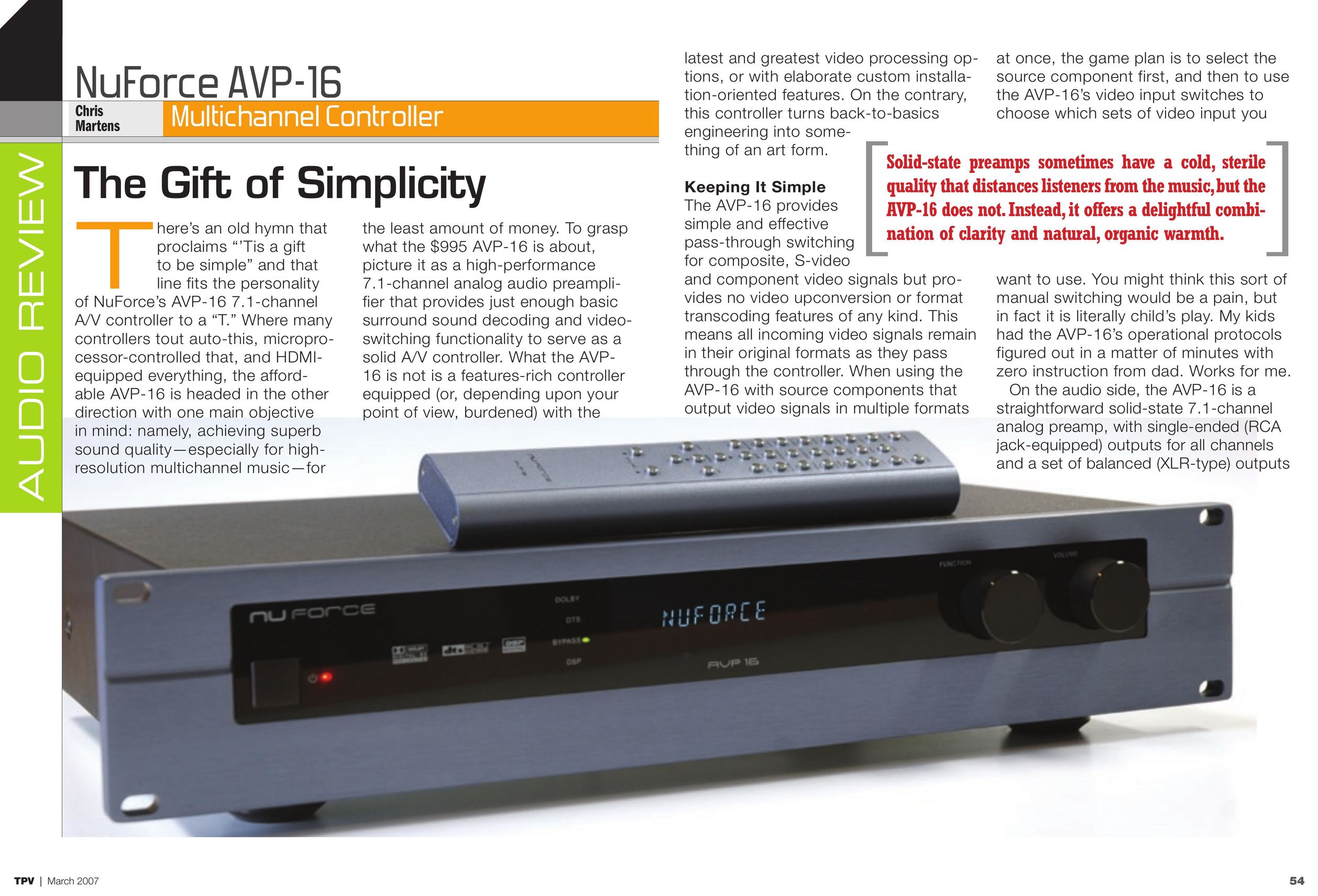 NuForce AVP-16 DVD Player User Manual