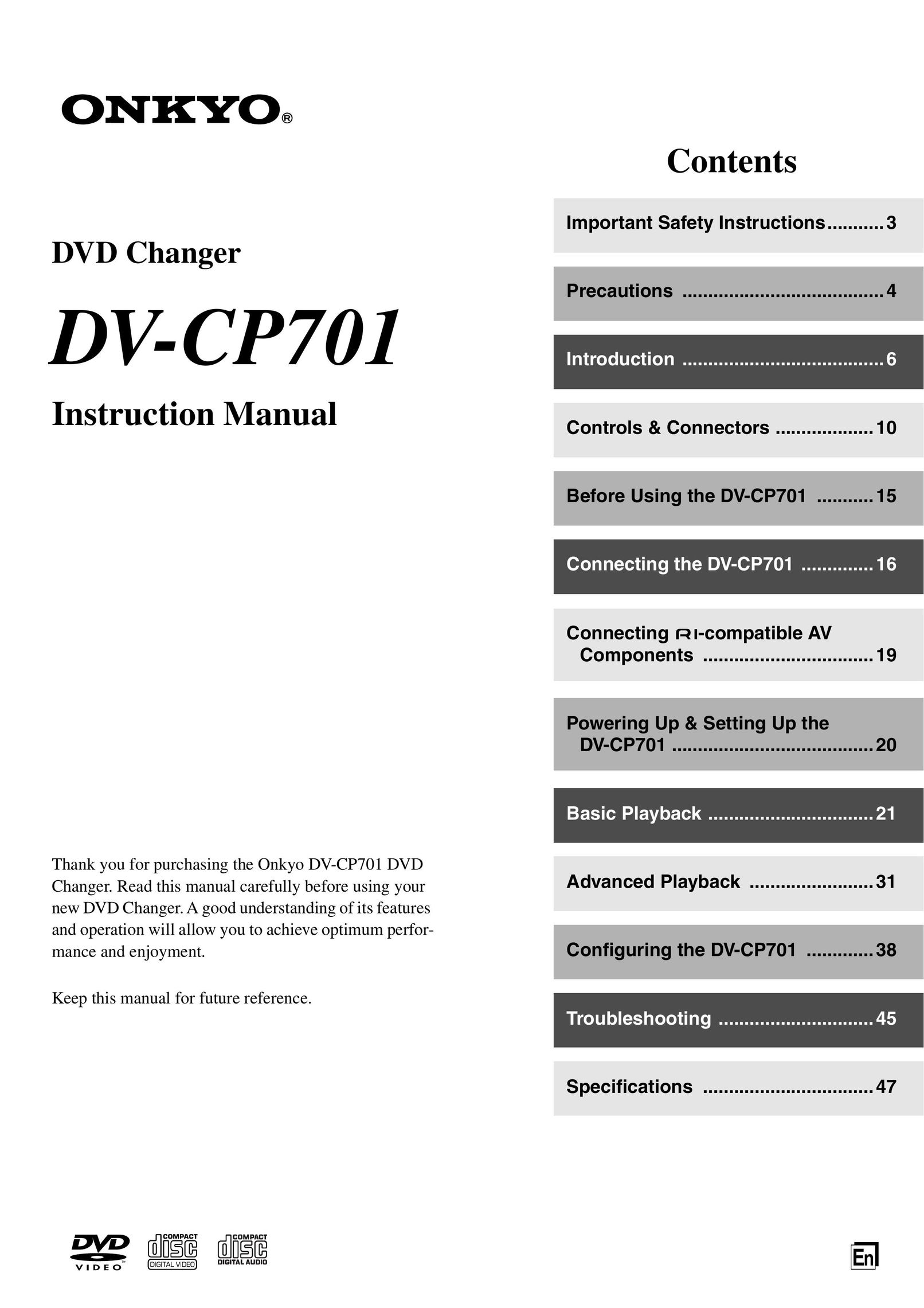 Onkyo CP701 DVD Player User Manual