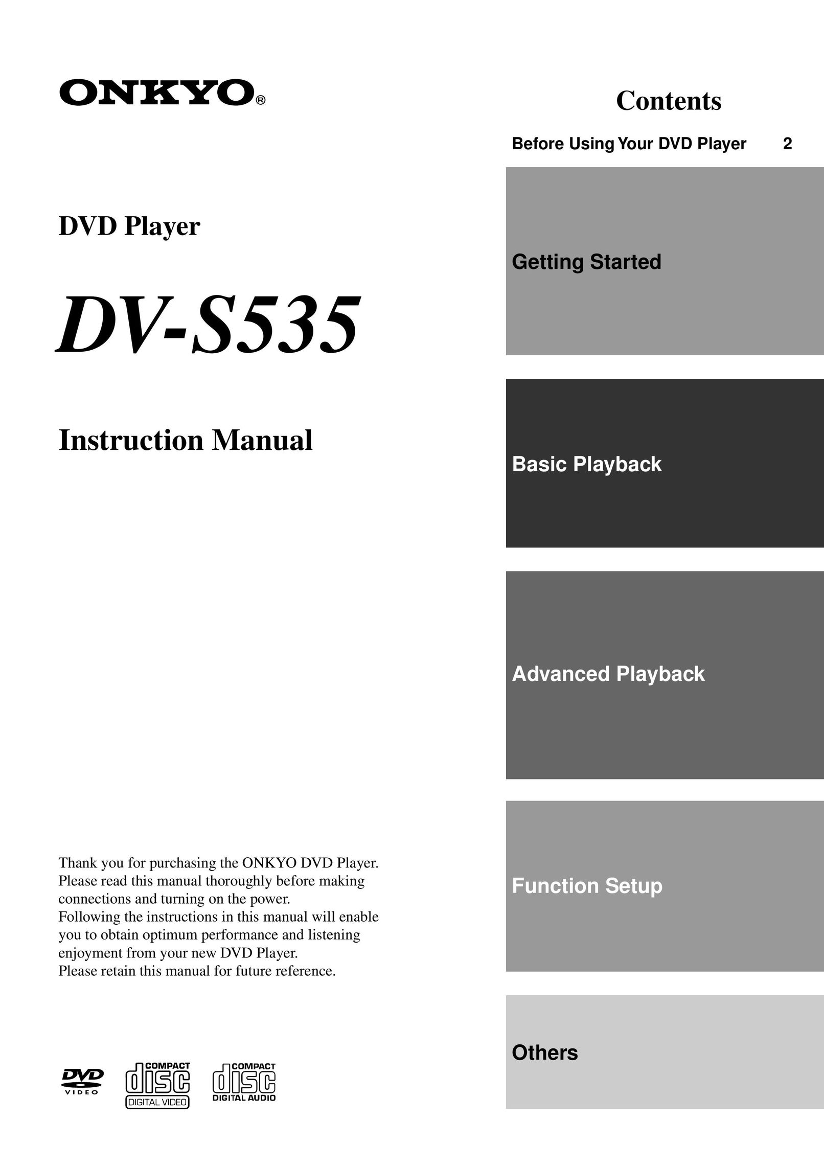 Onkyo DV-S535 DVD Player User Manual