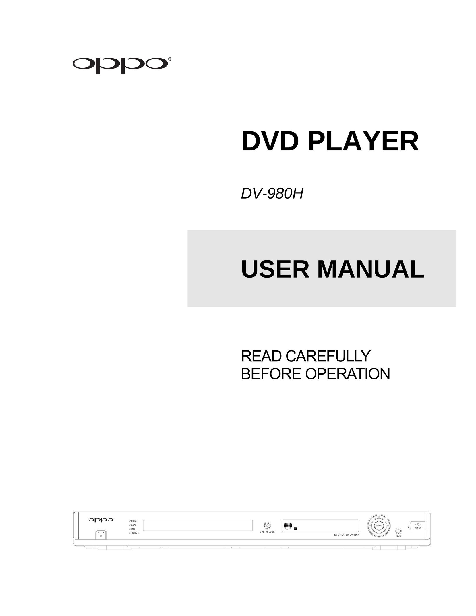 OPPO Digital DV-980H DVD Player User Manual