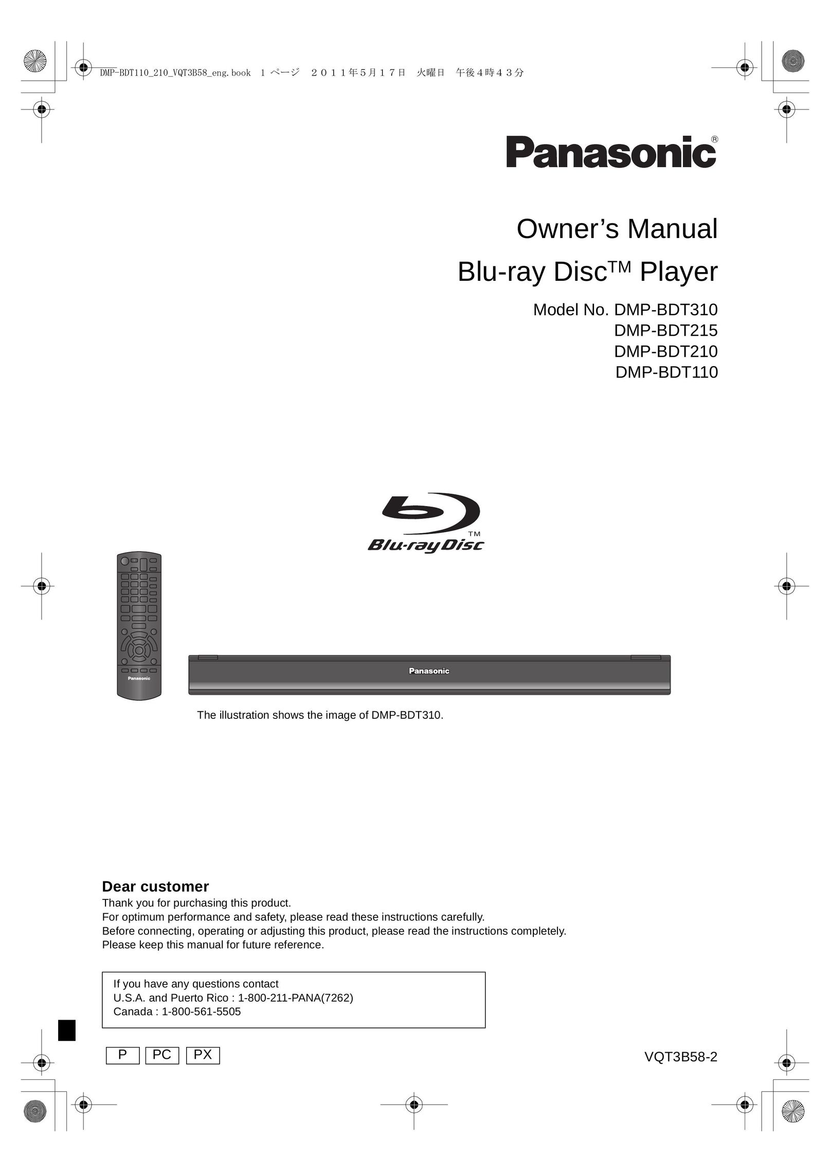 Panasonic DMP-BDT310 DVD Player User Manual