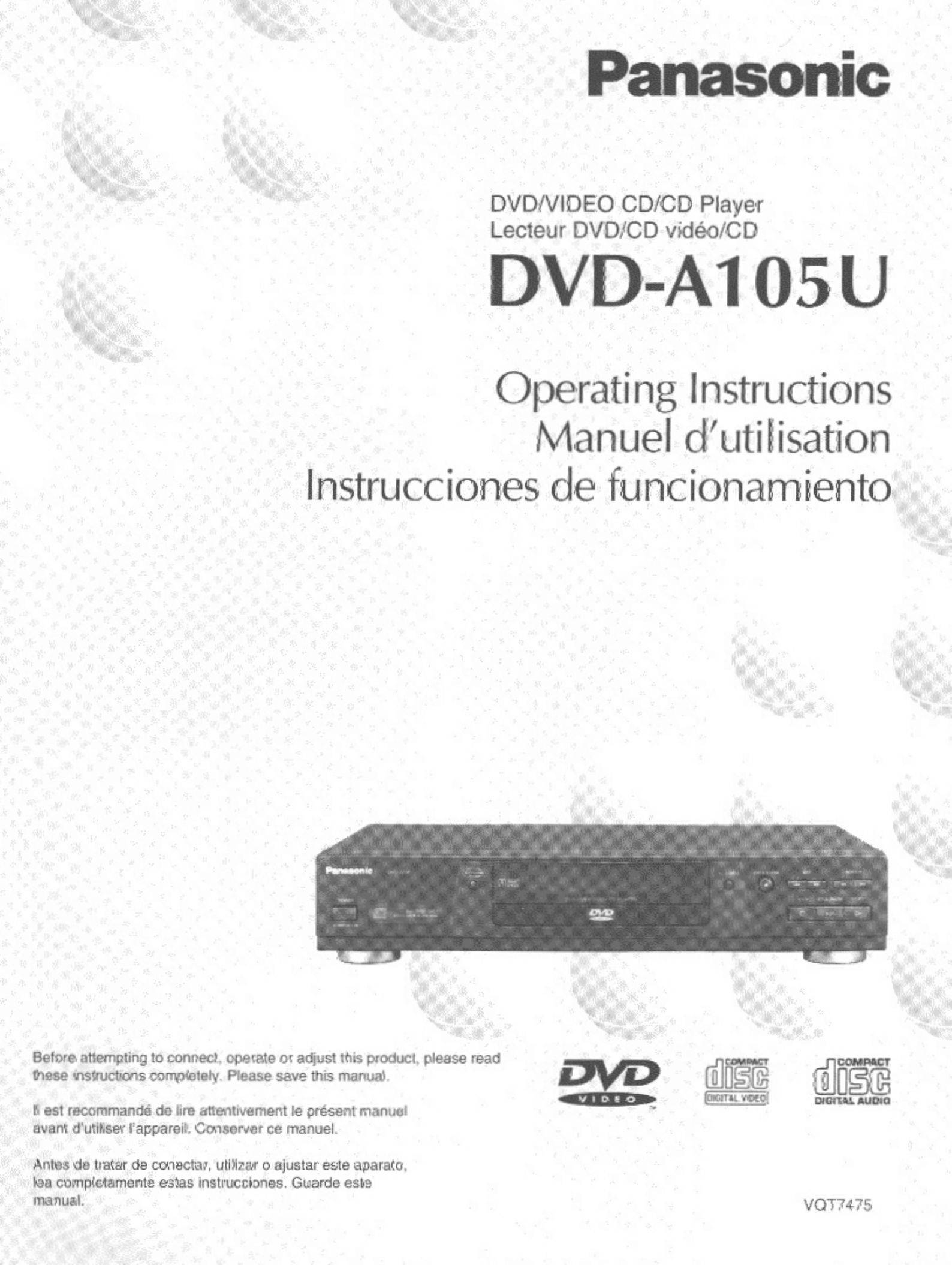 Panasonic DVD-A105U DVD Player User Manual
