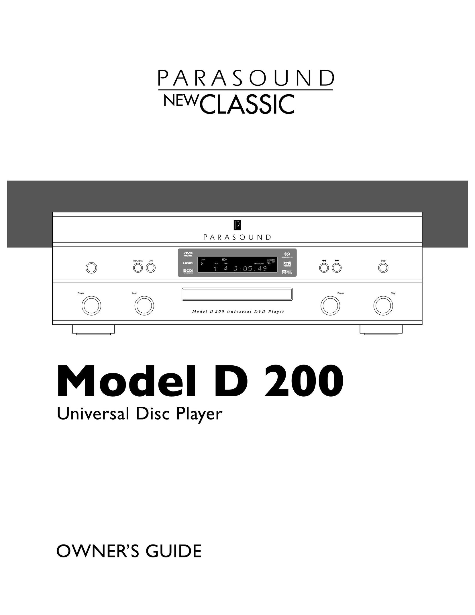 Parasound D 200 DVD Player User Manual