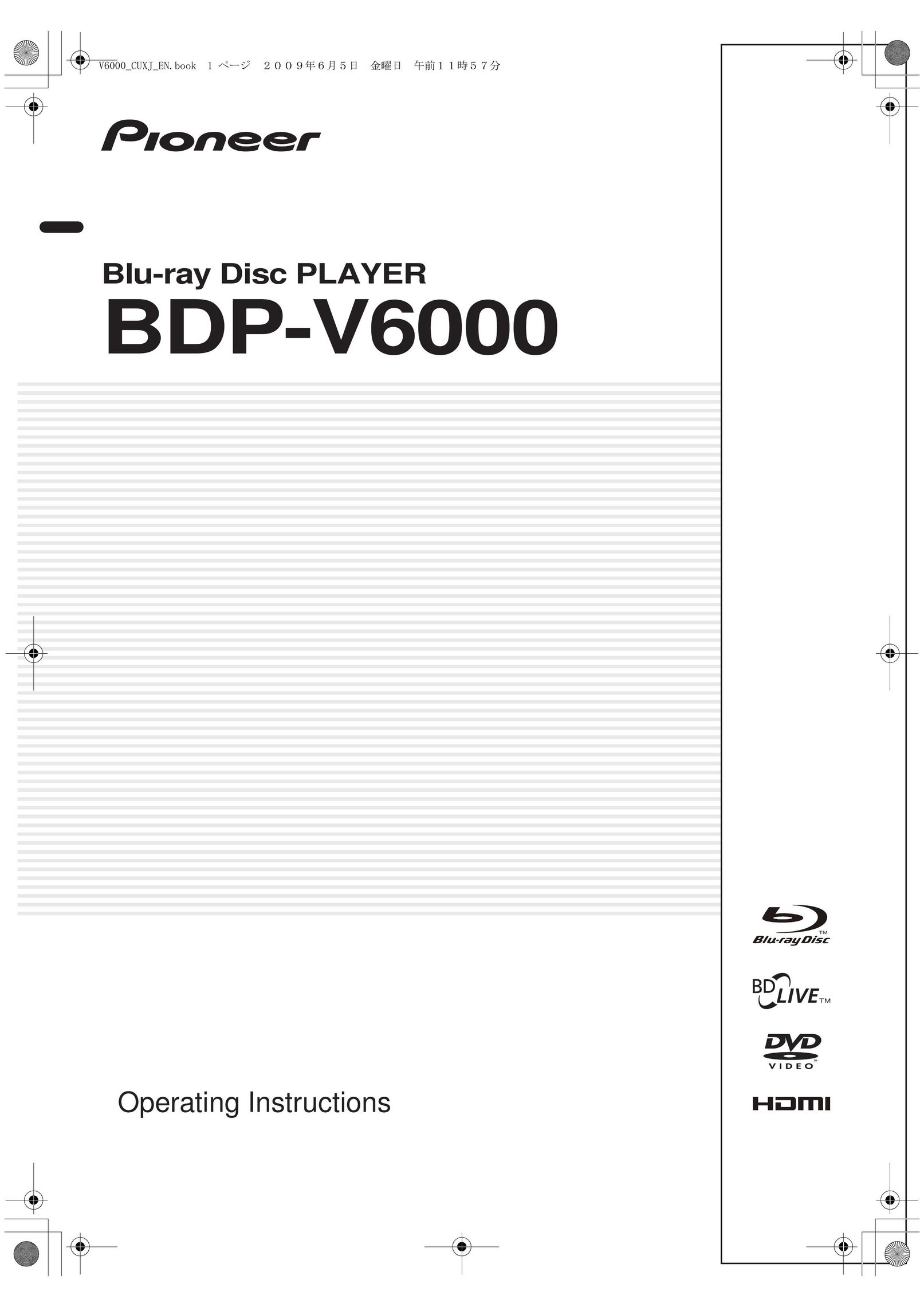 Pioneer BDP-V6000 DVD Player User Manual
