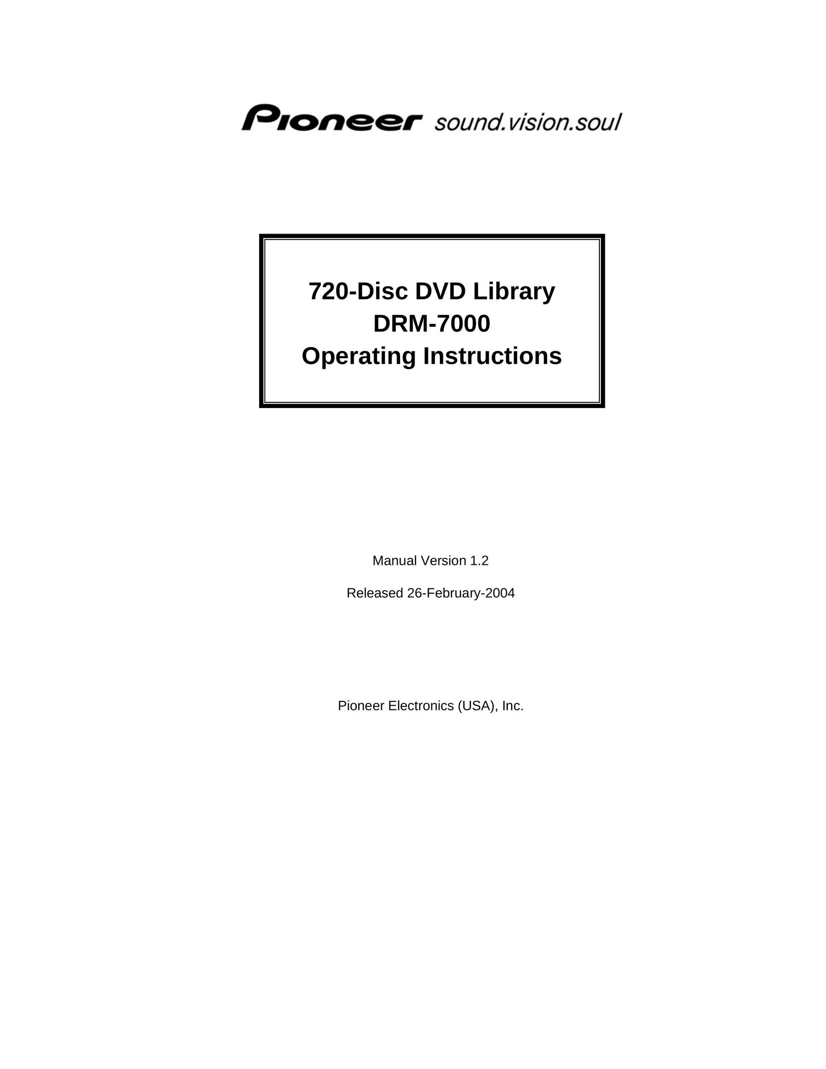 Pioneer DRM-7000 DVD Player User Manual