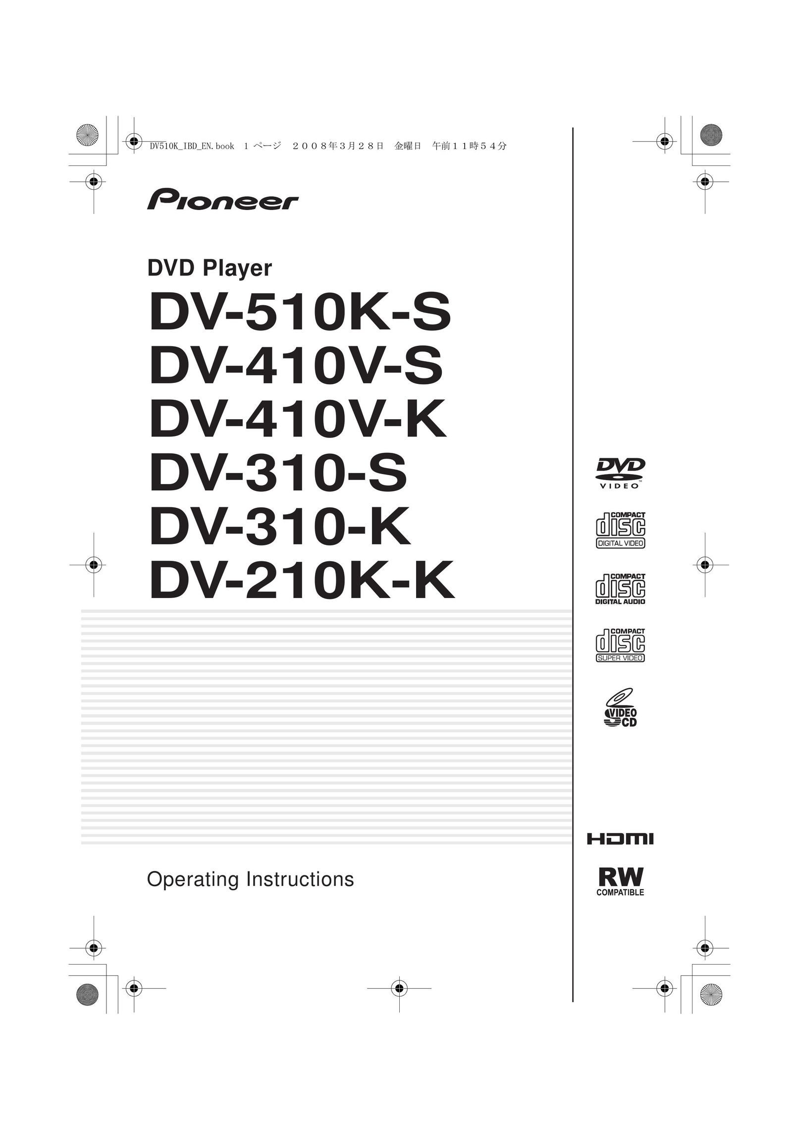 Pioneer DV-210K-K DVD Player User Manual