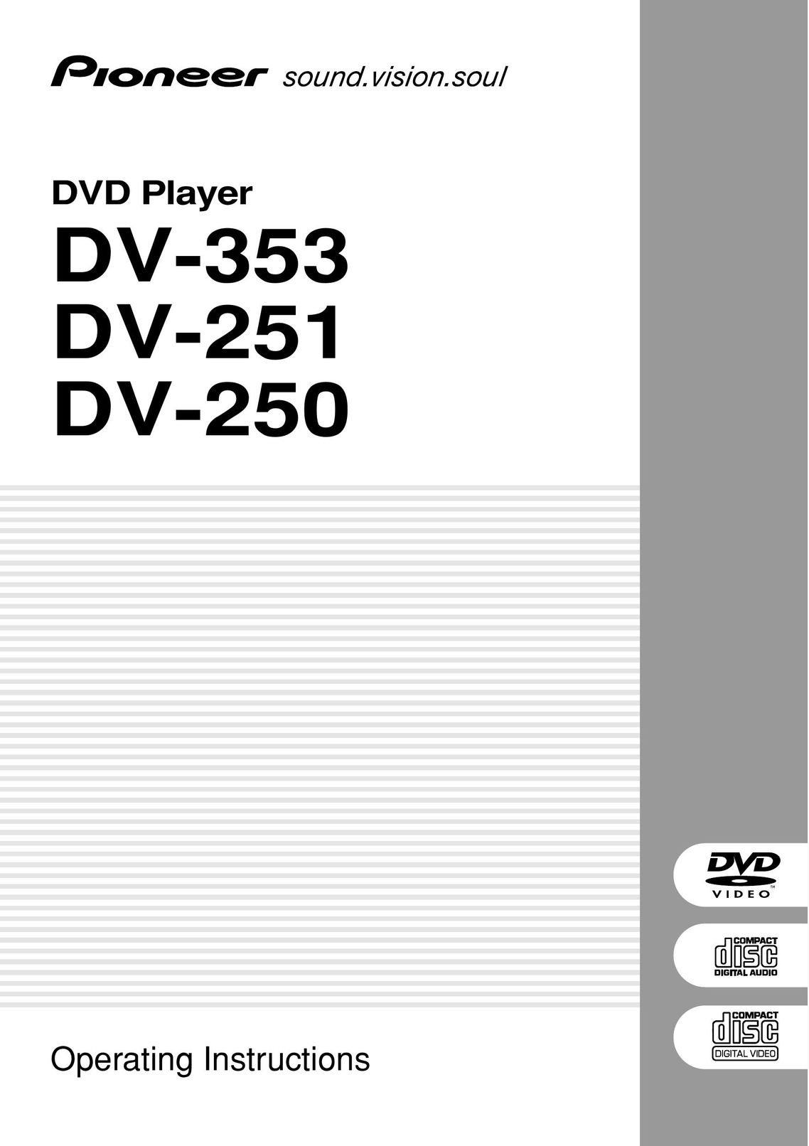 Pioneer DV-250 DVD Player User Manual